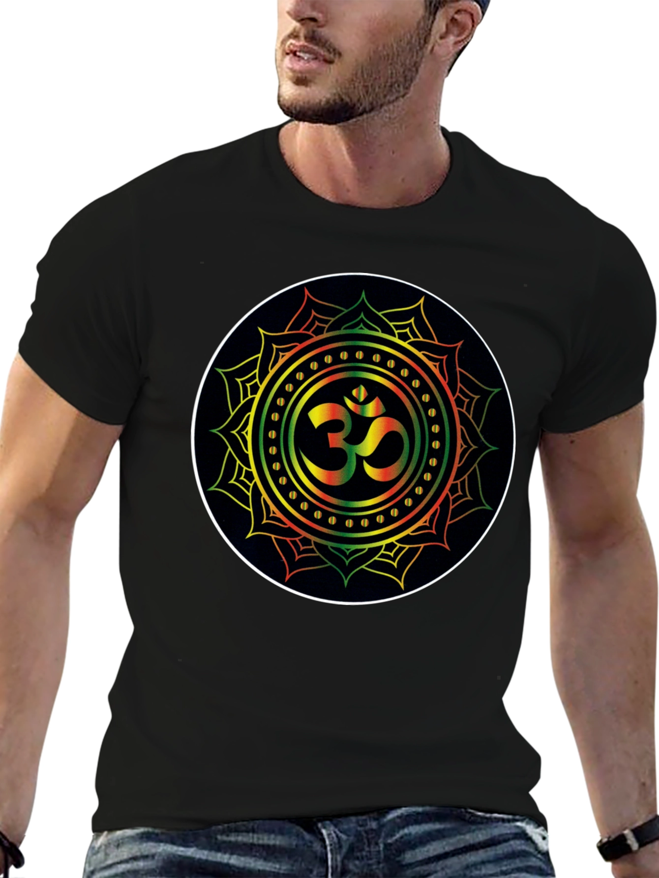 Om Mandala Black T-Shirt - Spiritual Zen Vibe