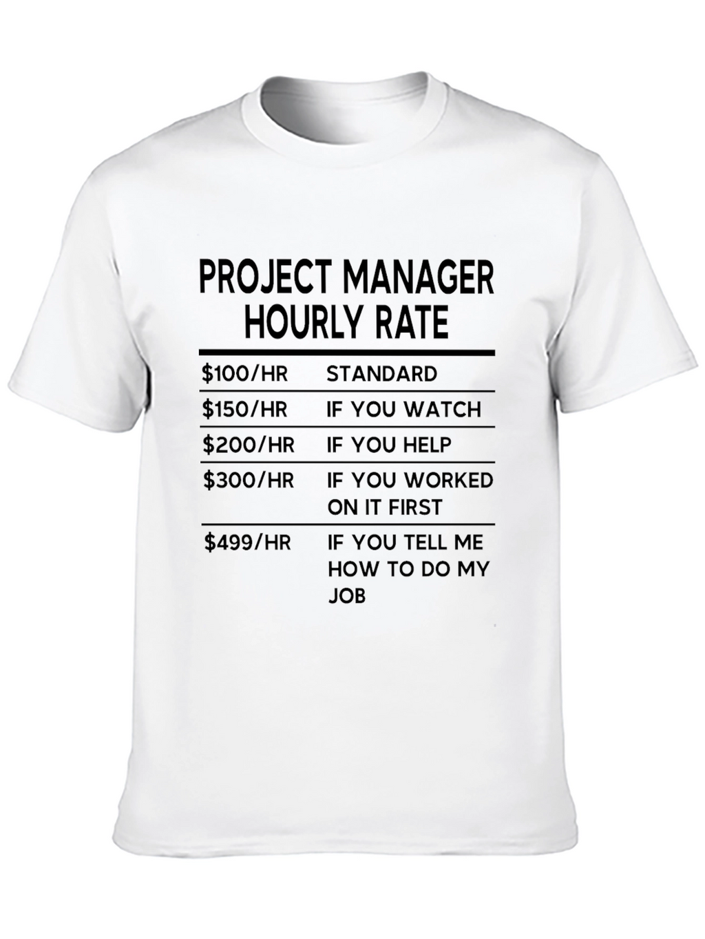 Project Manager Hourly Rate Funny T-Shirt