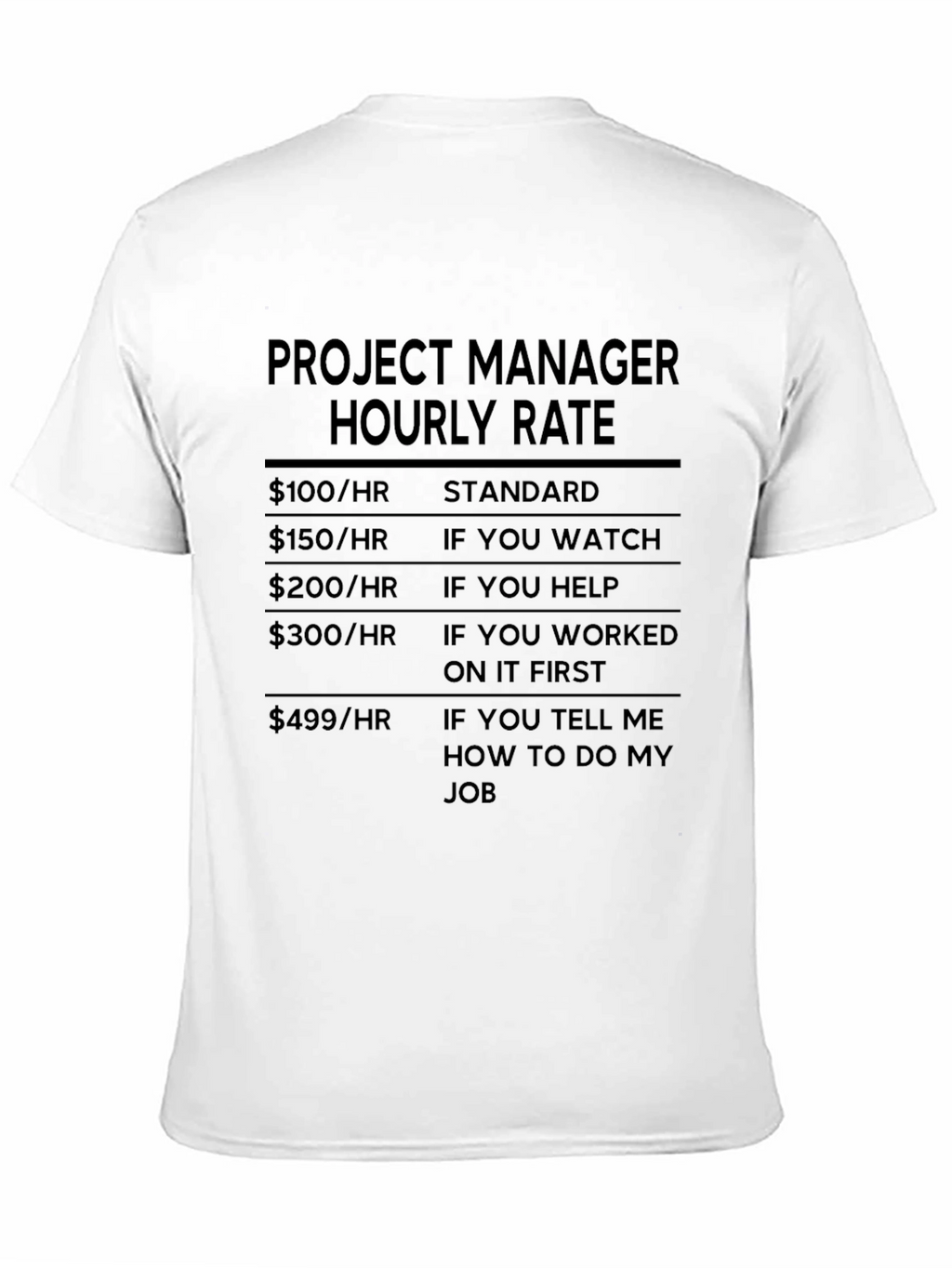 Project Manager Hourly Rate Funny T-Shirt