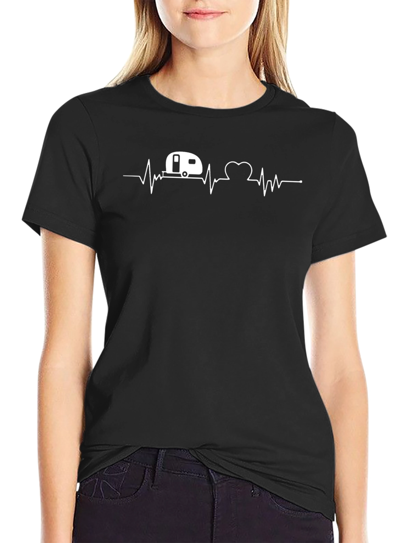 RV Heartbeat Graphic T-Shirt - Black