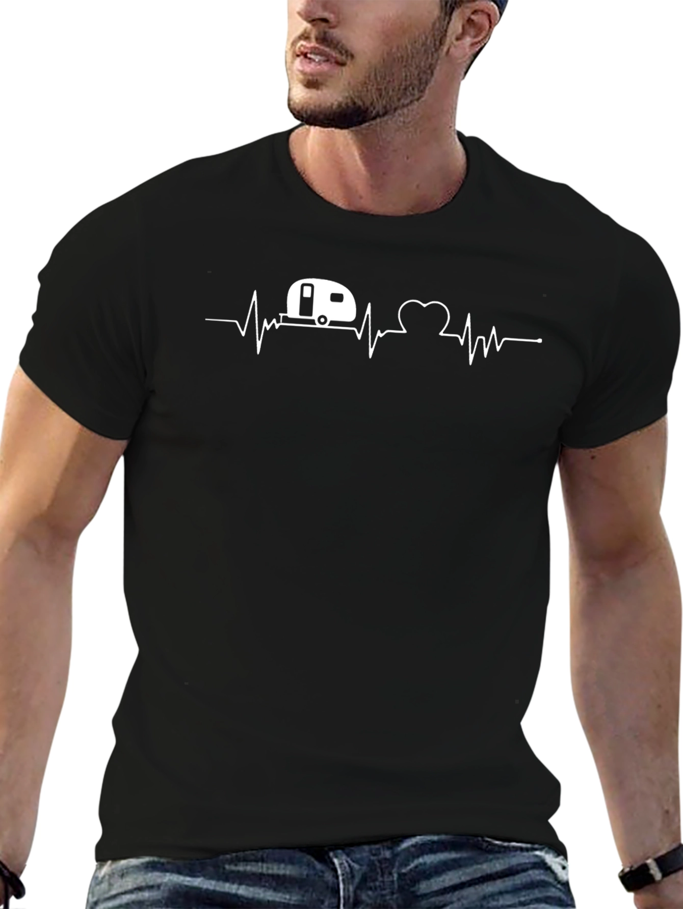 RV Heartbeat Graphic T-Shirt - Black