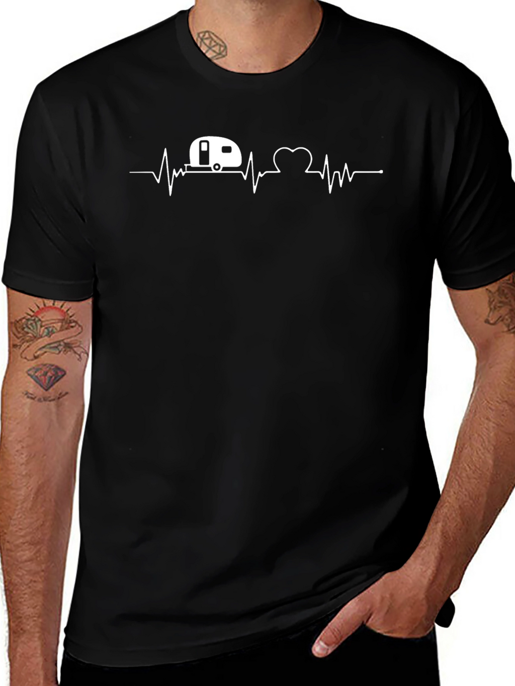RV Heartbeat Graphic T-Shirt - Black