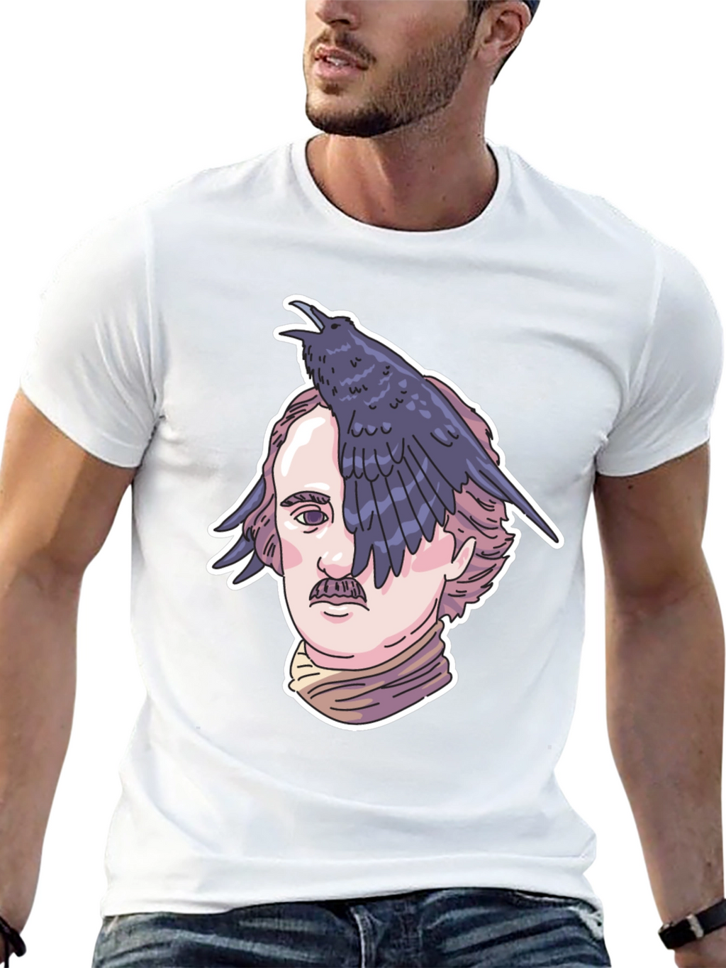 Edgar Allan Poe Raven Graphic Tee - Black