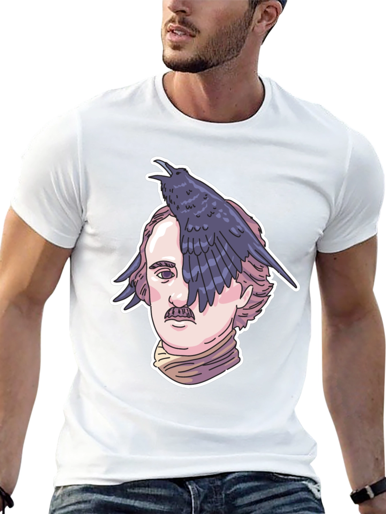 Edgar Allan Poe Raven Graphic Tee - Black