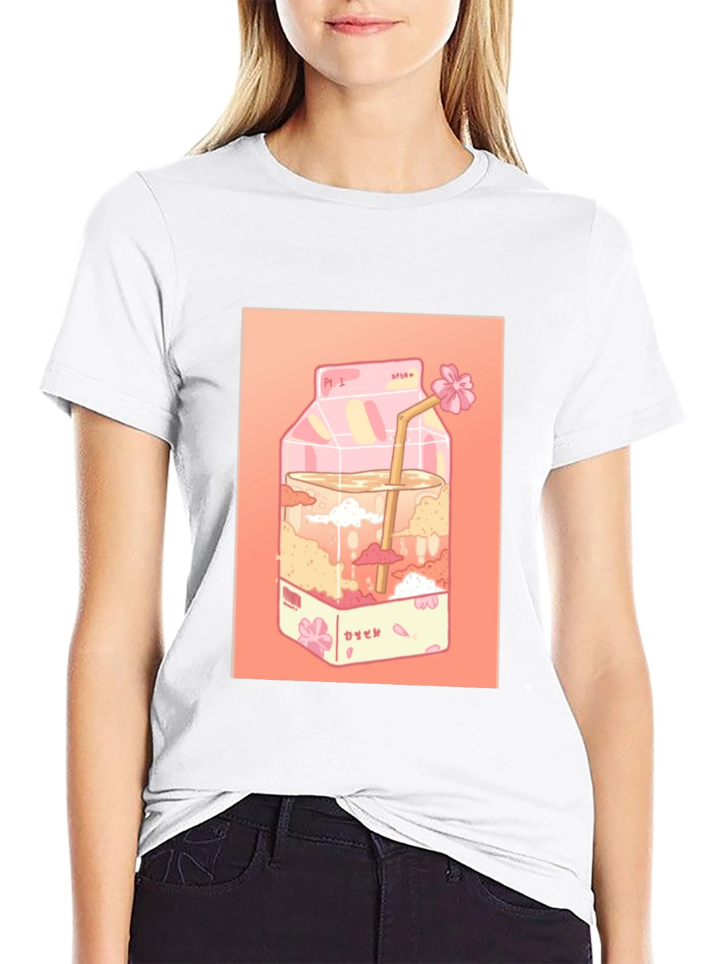 Kawaii Milk Carton Graphic Tee - Anime Aesthetic