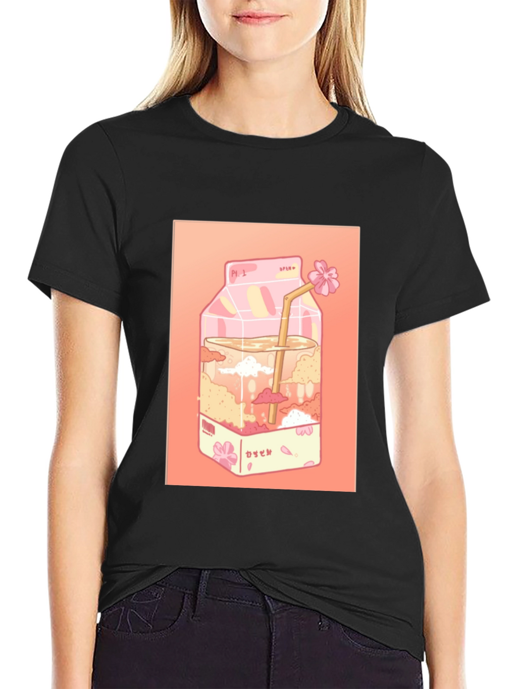 Kawaii Milk Carton Graphic Tee - Anime Aesthetic