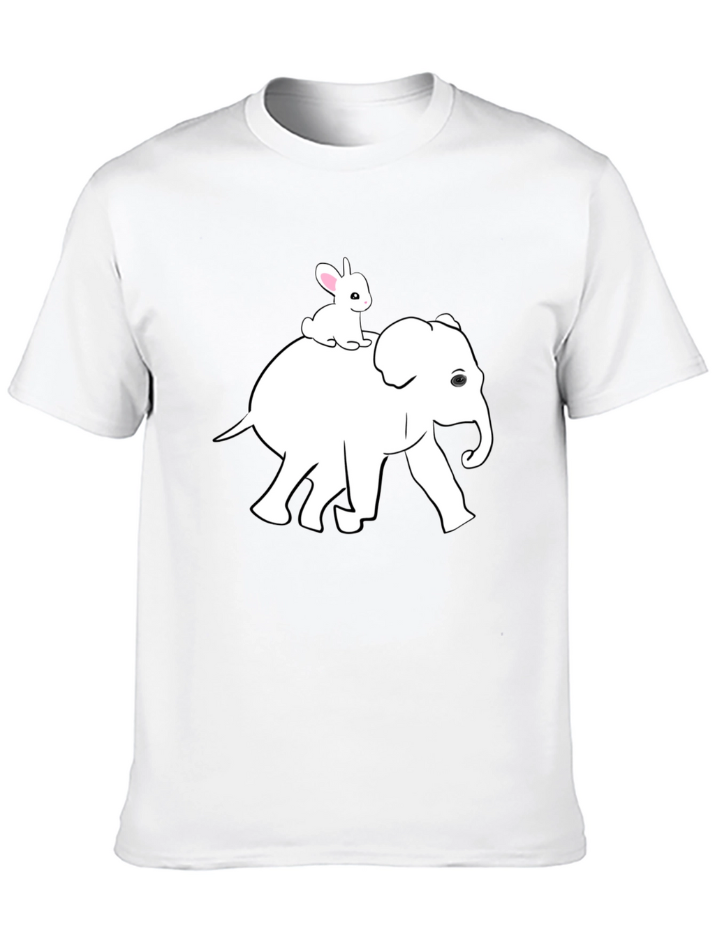 Elephant and Bunny Graphic Tee - Black Cotton T-Shirt