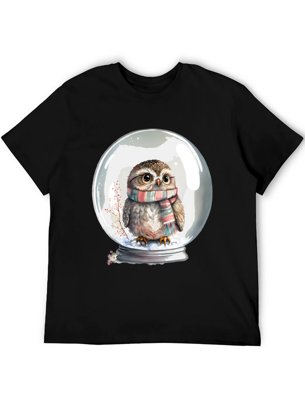 Snow Globe Owl Graphic Tee - Cute Animal Shirt