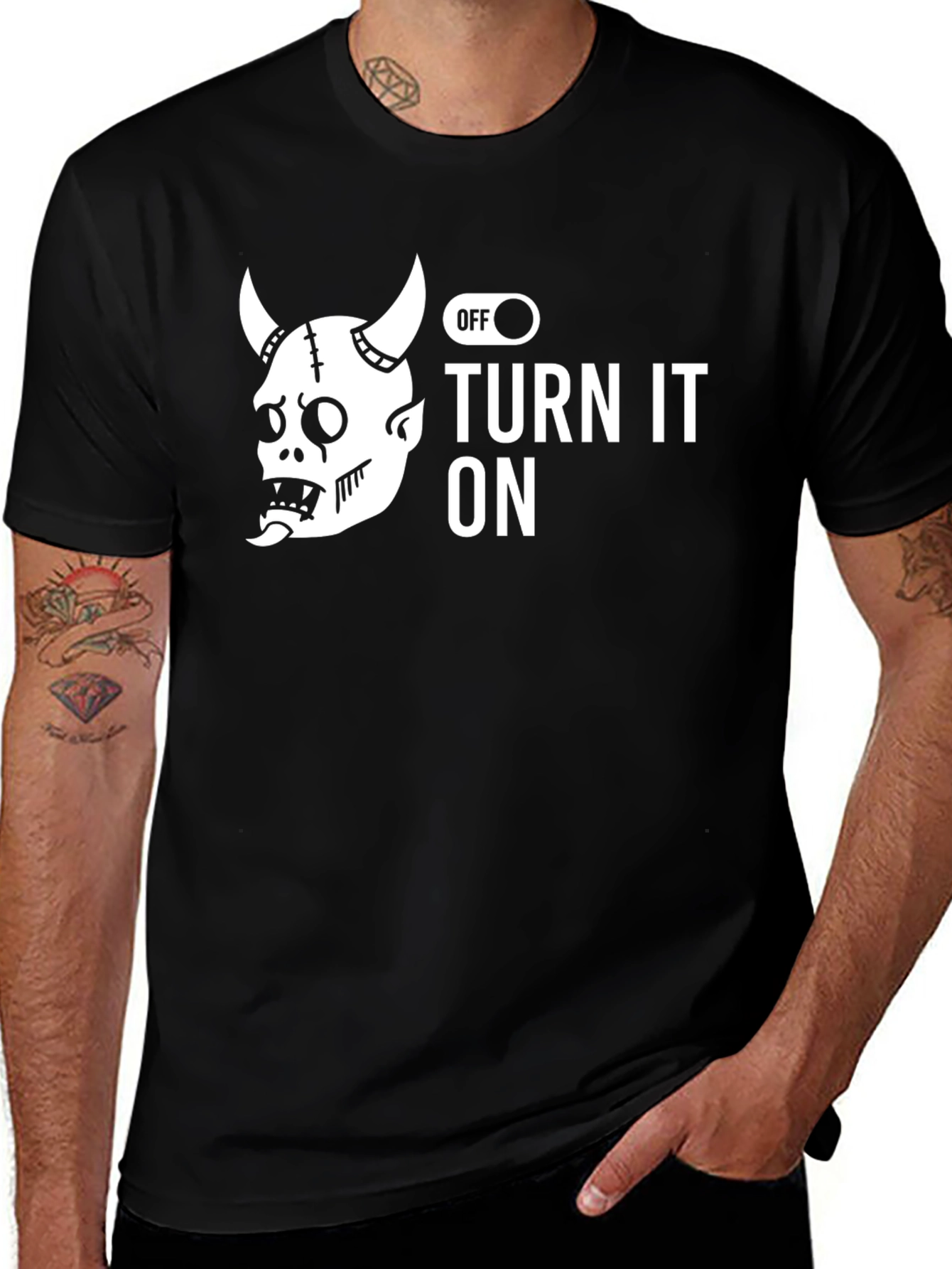 Turn It On Devil Graphic Tee - Black Cotton T-Shirt