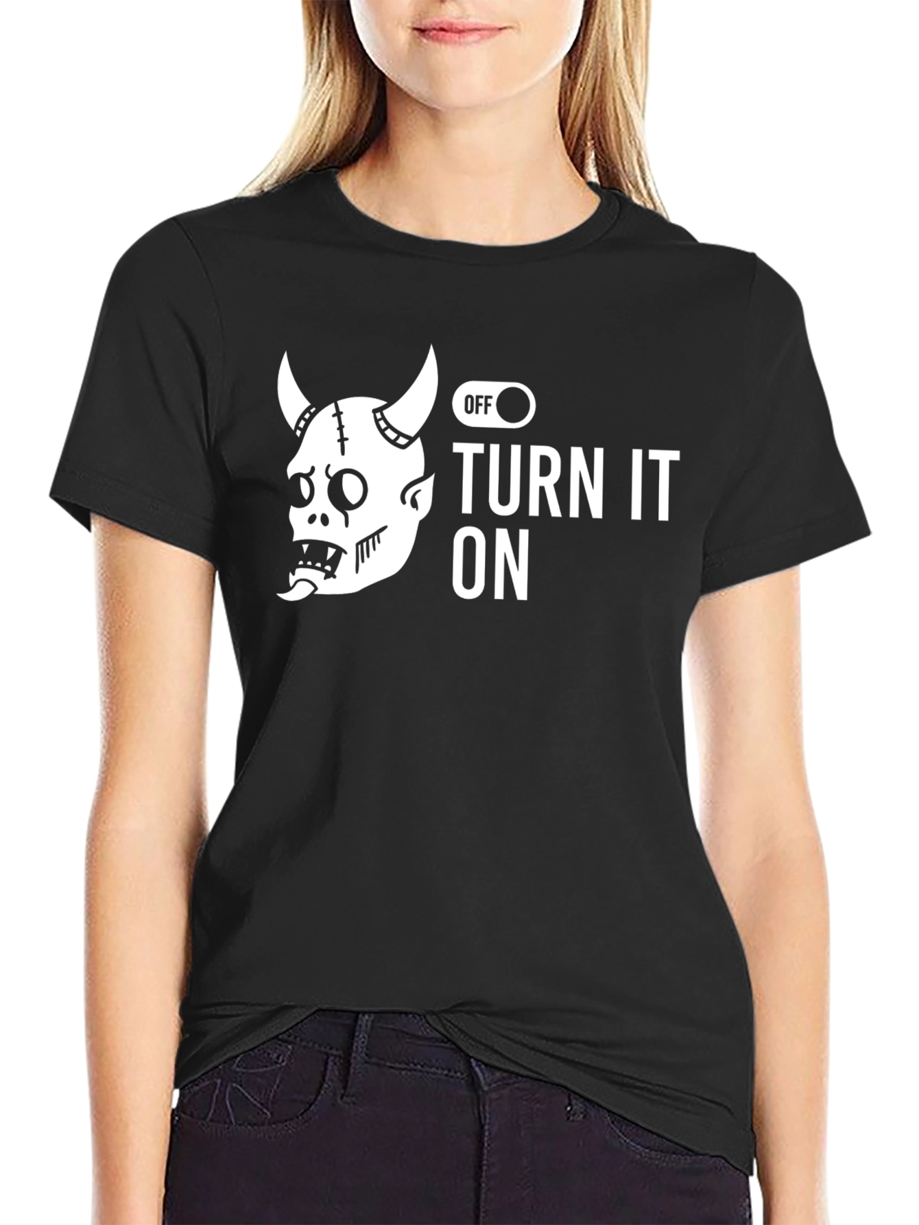 Turn It On Devil Graphic Tee - Black Cotton T-Shirt