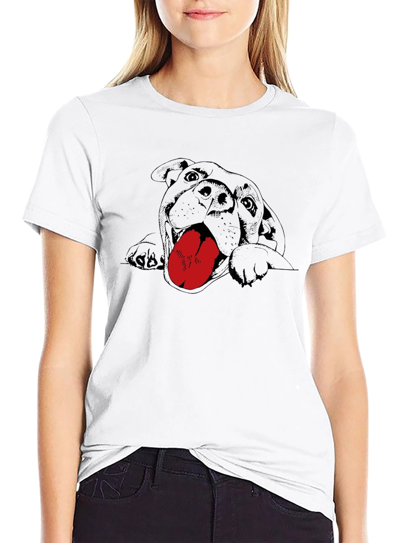 Dog Graphic Tee - Black Cotton T-Shirt