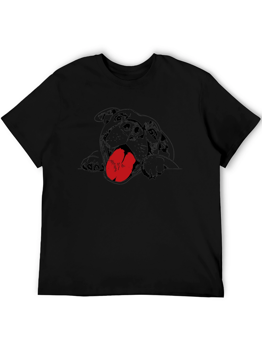 Dog Graphic Tee - Black Cotton T-Shirt