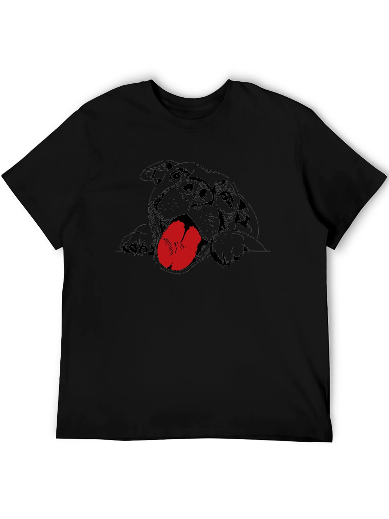 Dog Graphic Tee - Black Cotton T-Shirt