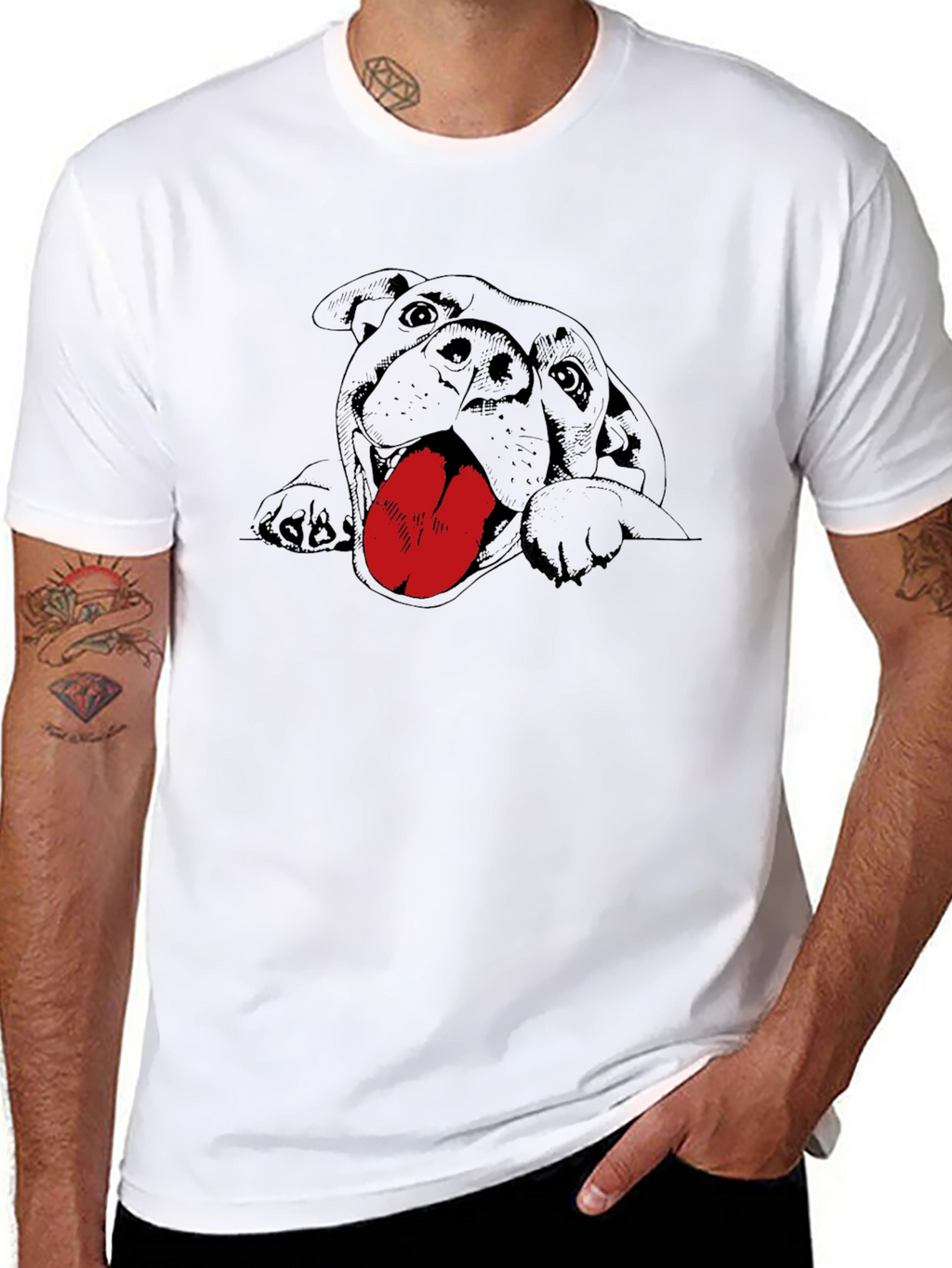 Dog Graphic Tee - Black Cotton T-Shirt