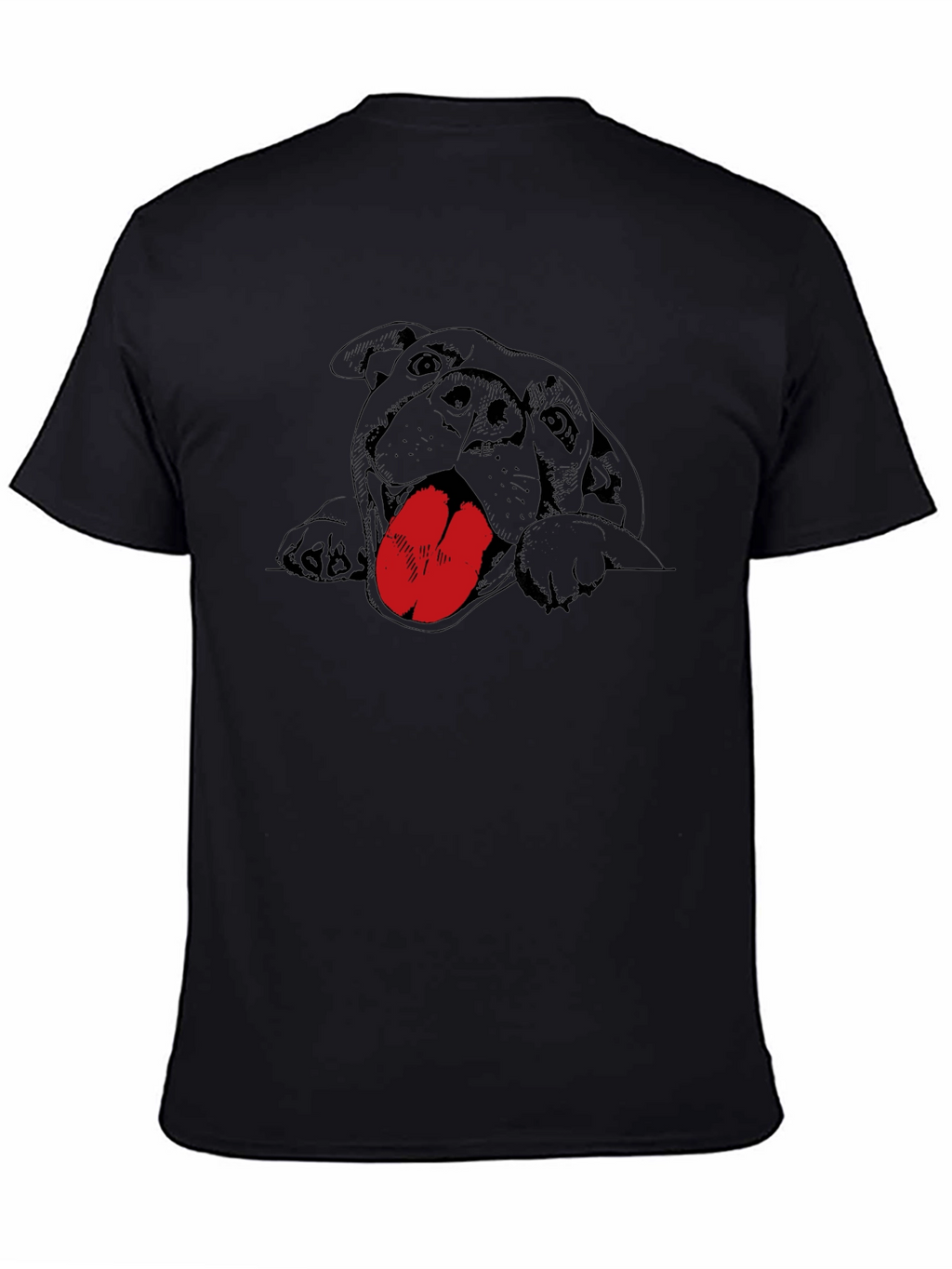 Dog Graphic Tee - Black Cotton T-Shirt
