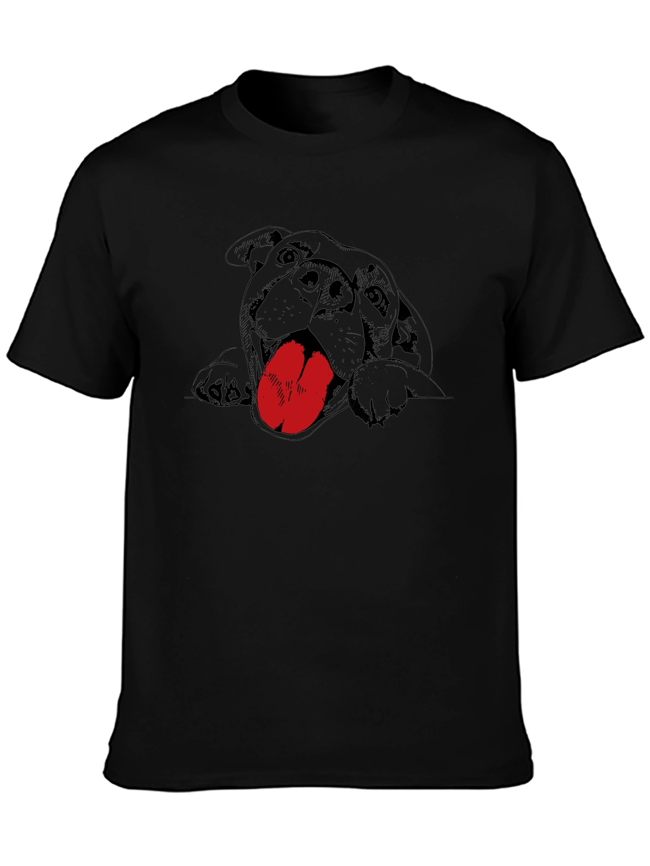 Dog Graphic Tee - Black Cotton T-Shirt