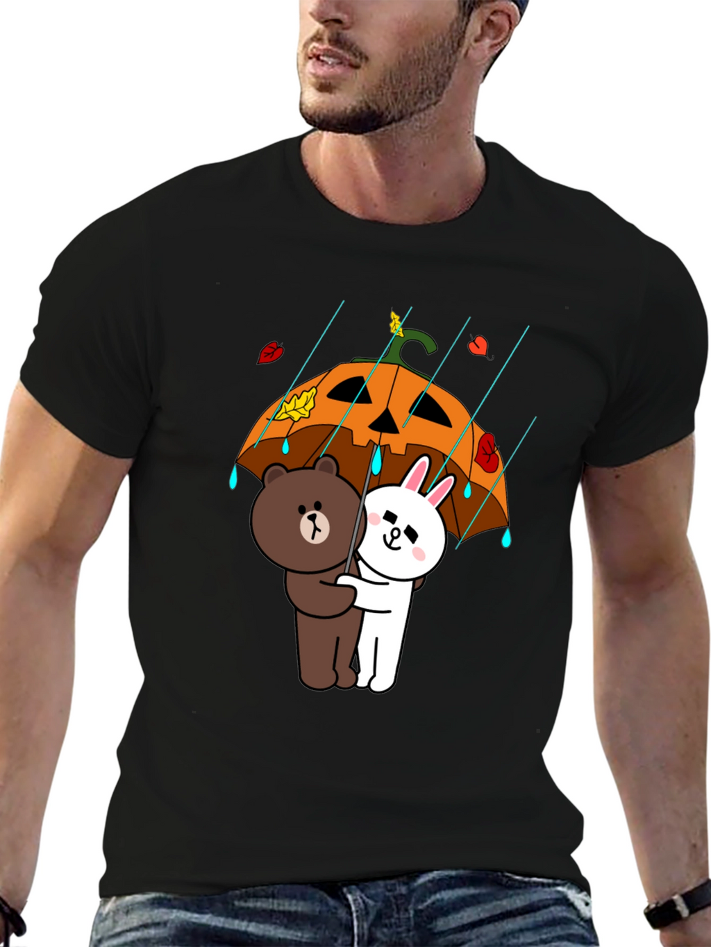Cartoon Character Pumpkin Umbrella T-Shirt
