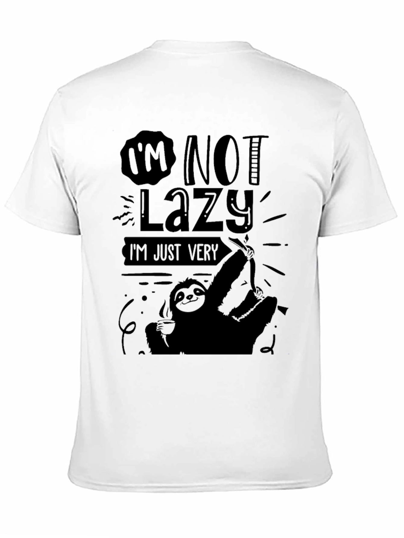 Im Not Lazy Sloth Graphic Tee - Mens Black T-Shirt