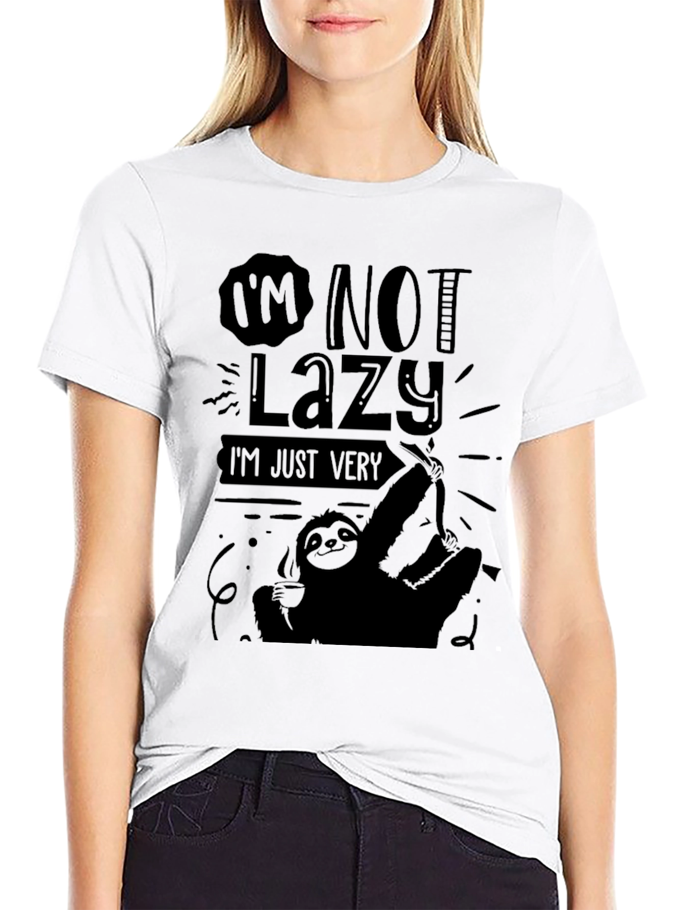 Im Not Lazy Sloth Graphic Tee - Mens Black T-Shirt