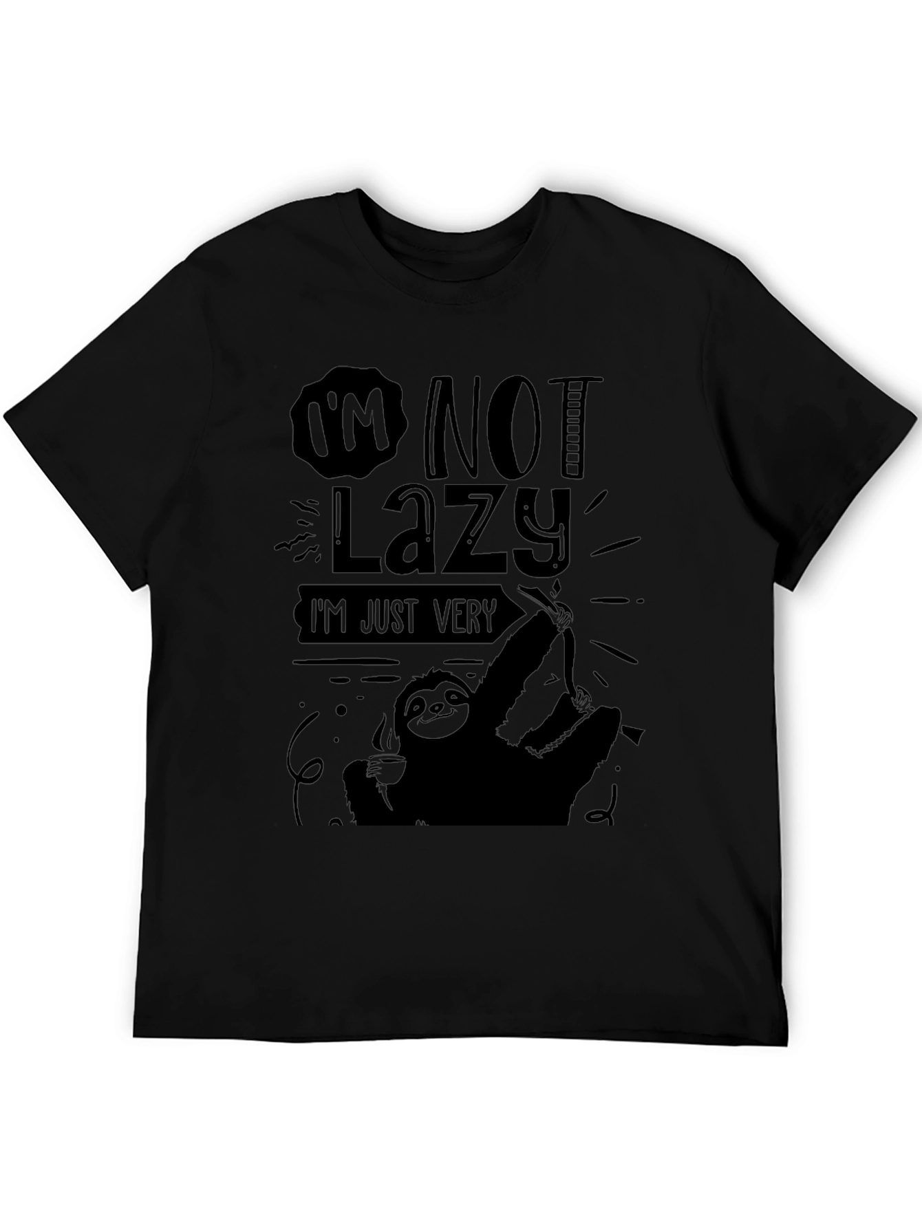 Im Not Lazy Sloth Graphic Tee - Mens Black T-Shirt