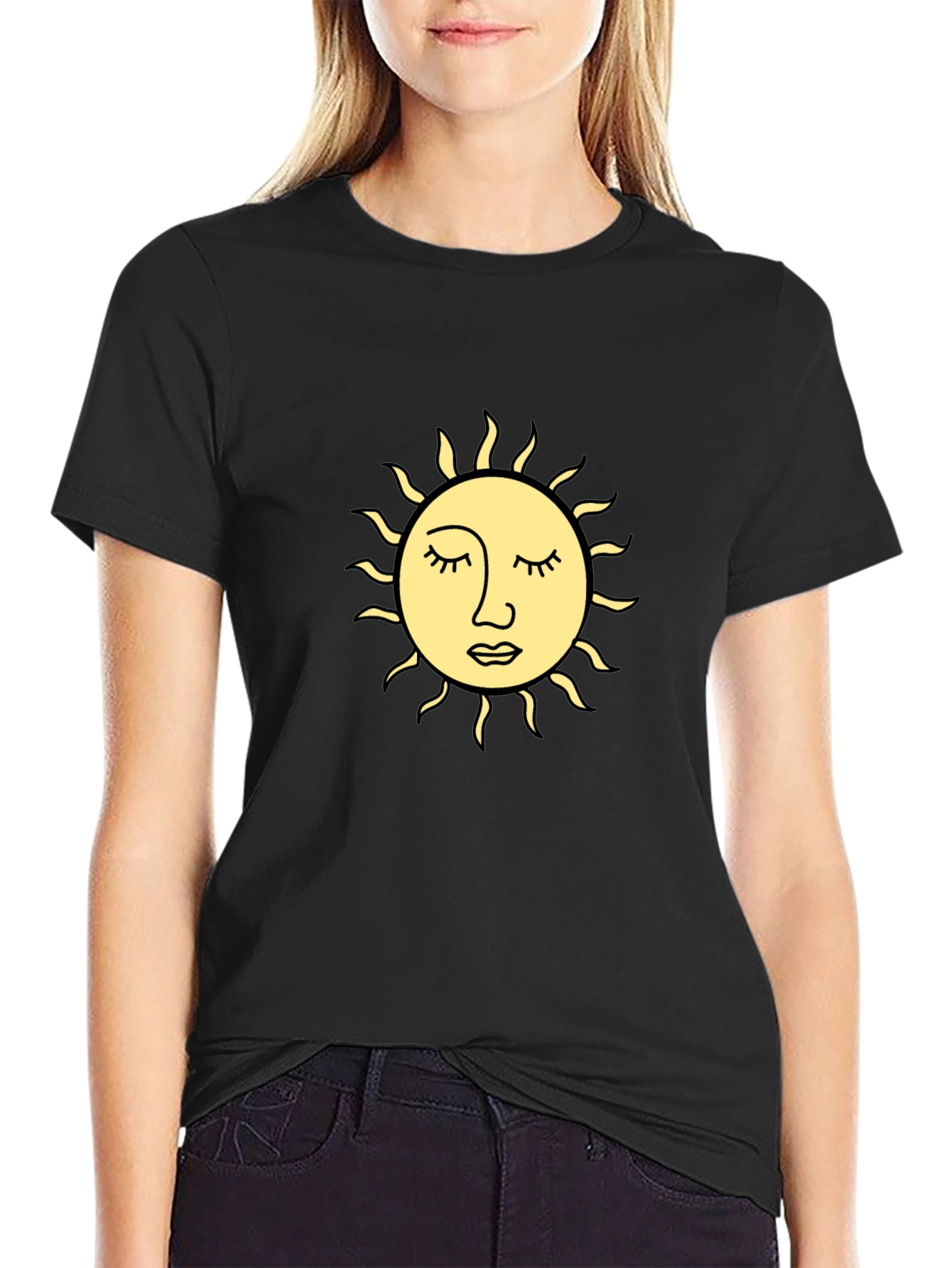 Sun Graphic Black T-Shirt - Relaxed Fit