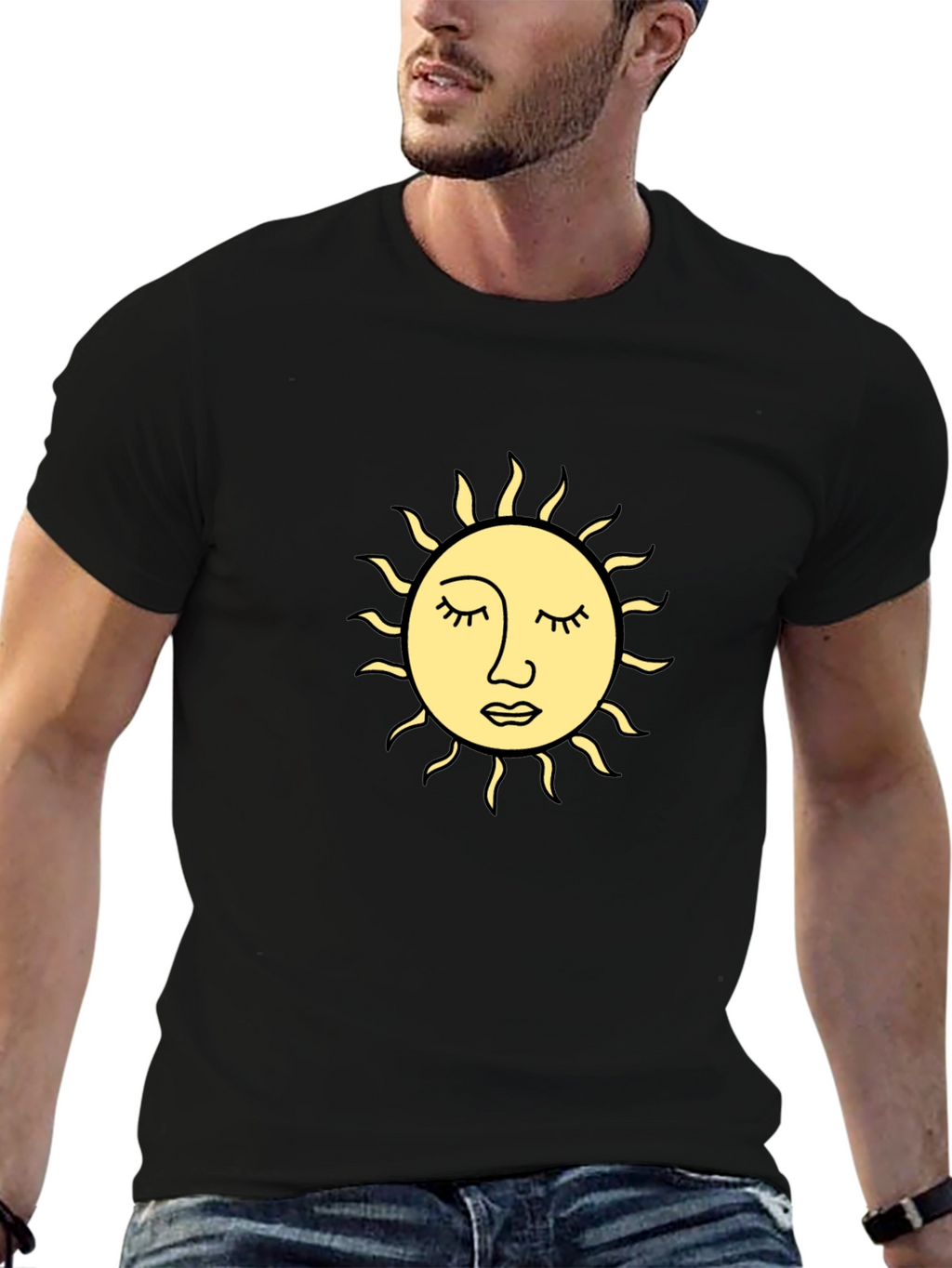 Sun Graphic Black T-Shirt - Relaxed Fit