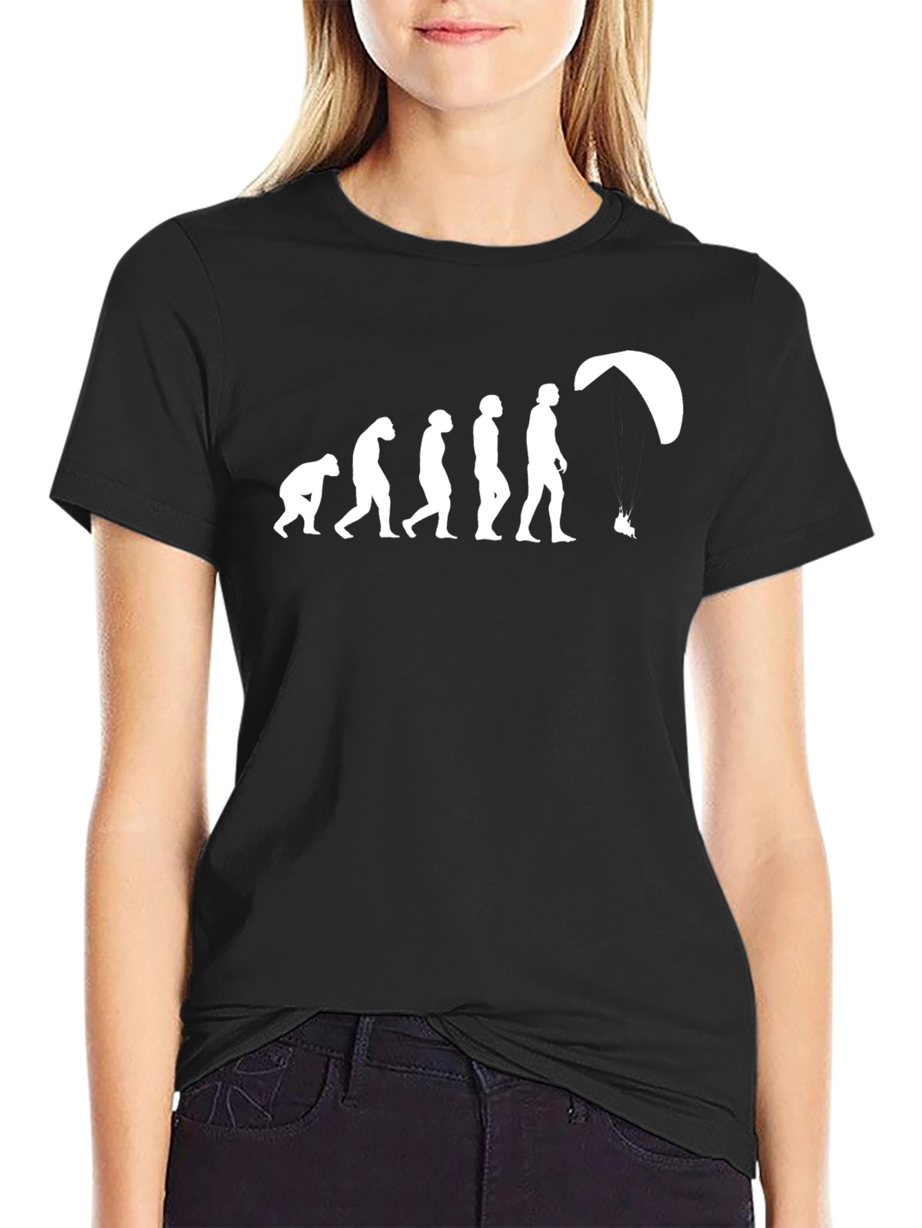 Evolution of Paragliding T-Shirt - Black Cotton