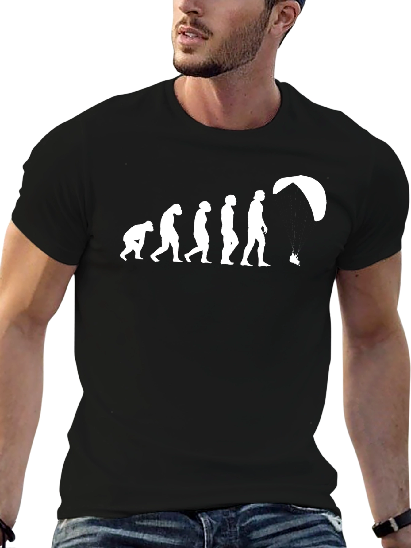 Evolution of Paragliding T-Shirt - Black Cotton
