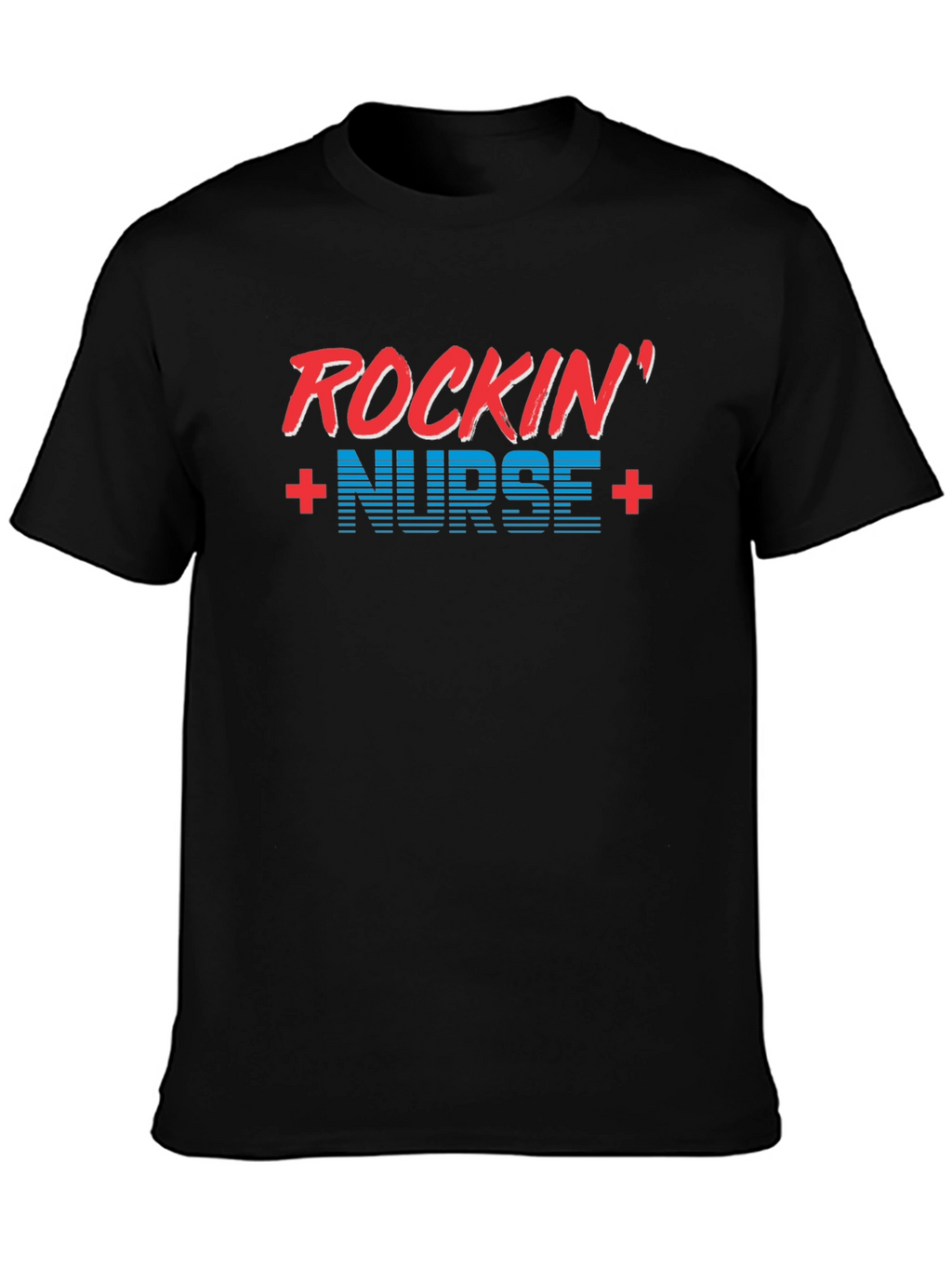 Rockin Nurse T-Shirt - Black Crew Neck