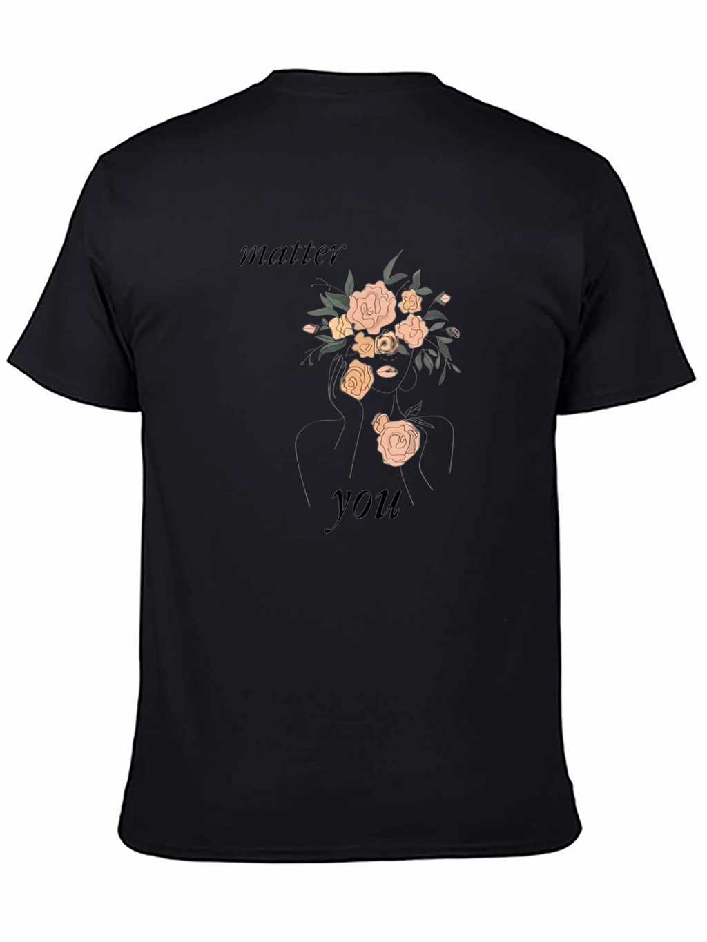 Floral Woman Graphic Tee - Black T-Shirt