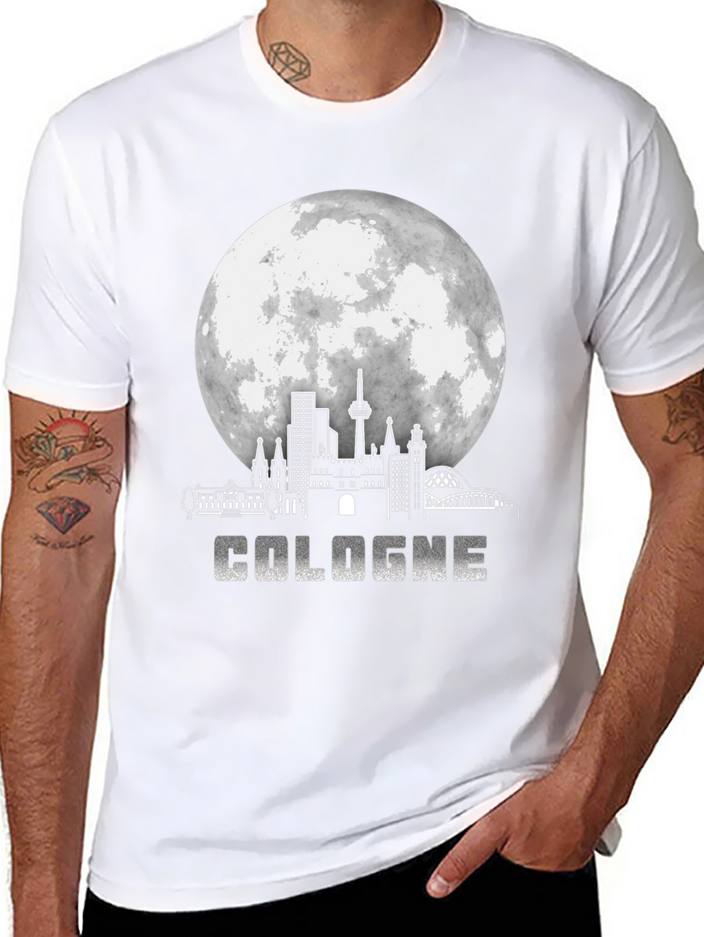 Cologne Germany Skyline Black Graphic T-Shirt