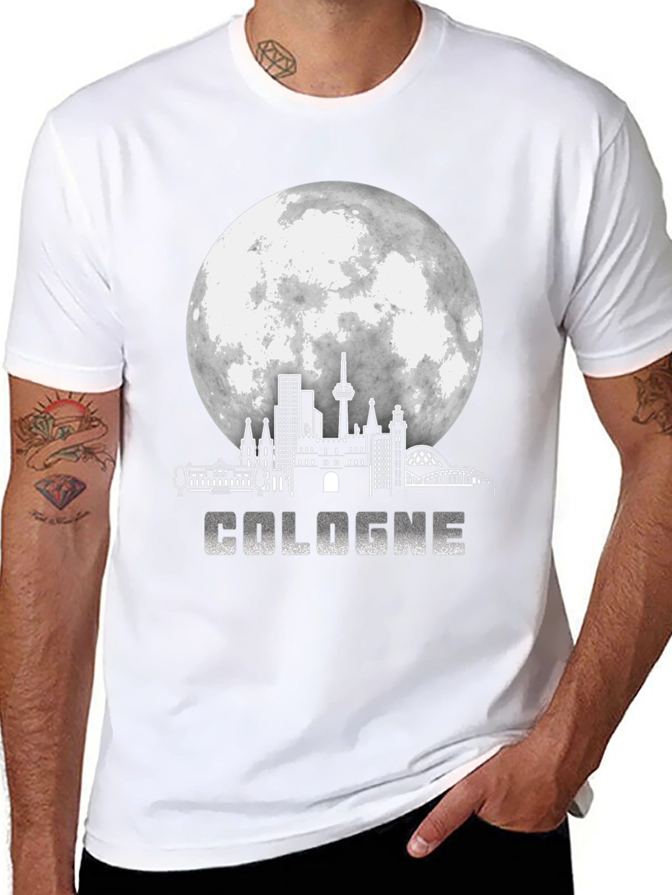 Cologne Germany Skyline Black Graphic T-Shirt