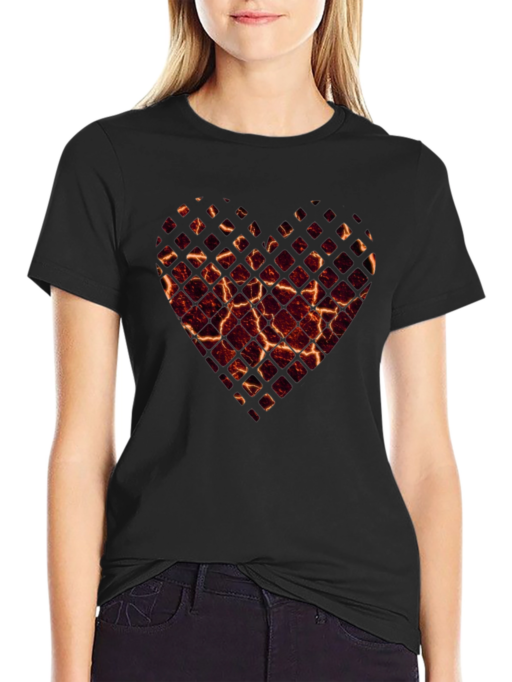 Fiery Heart Graphic Tee - Black T-Shirt