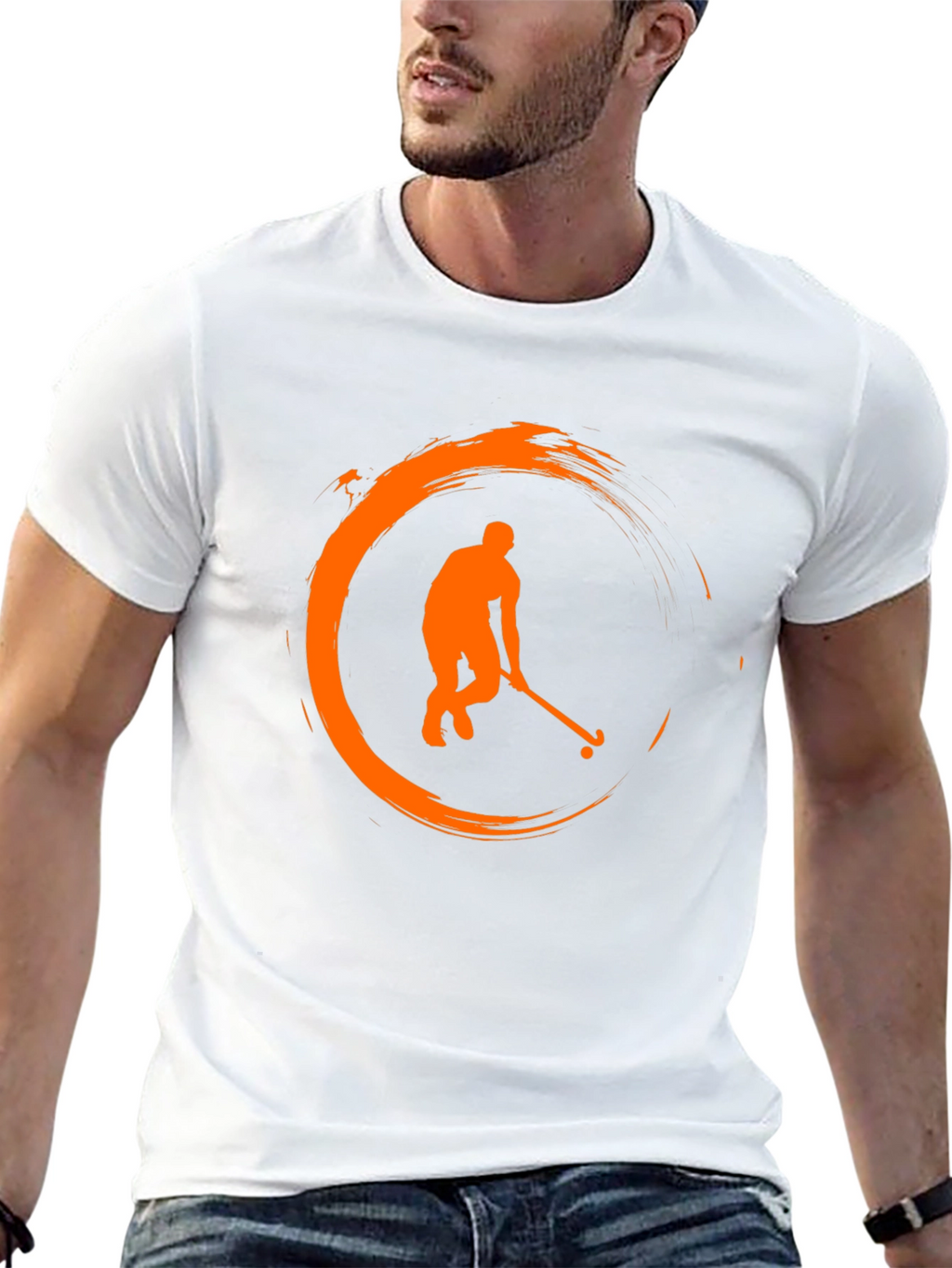Hockey Player Graphic T-Shirt - Black