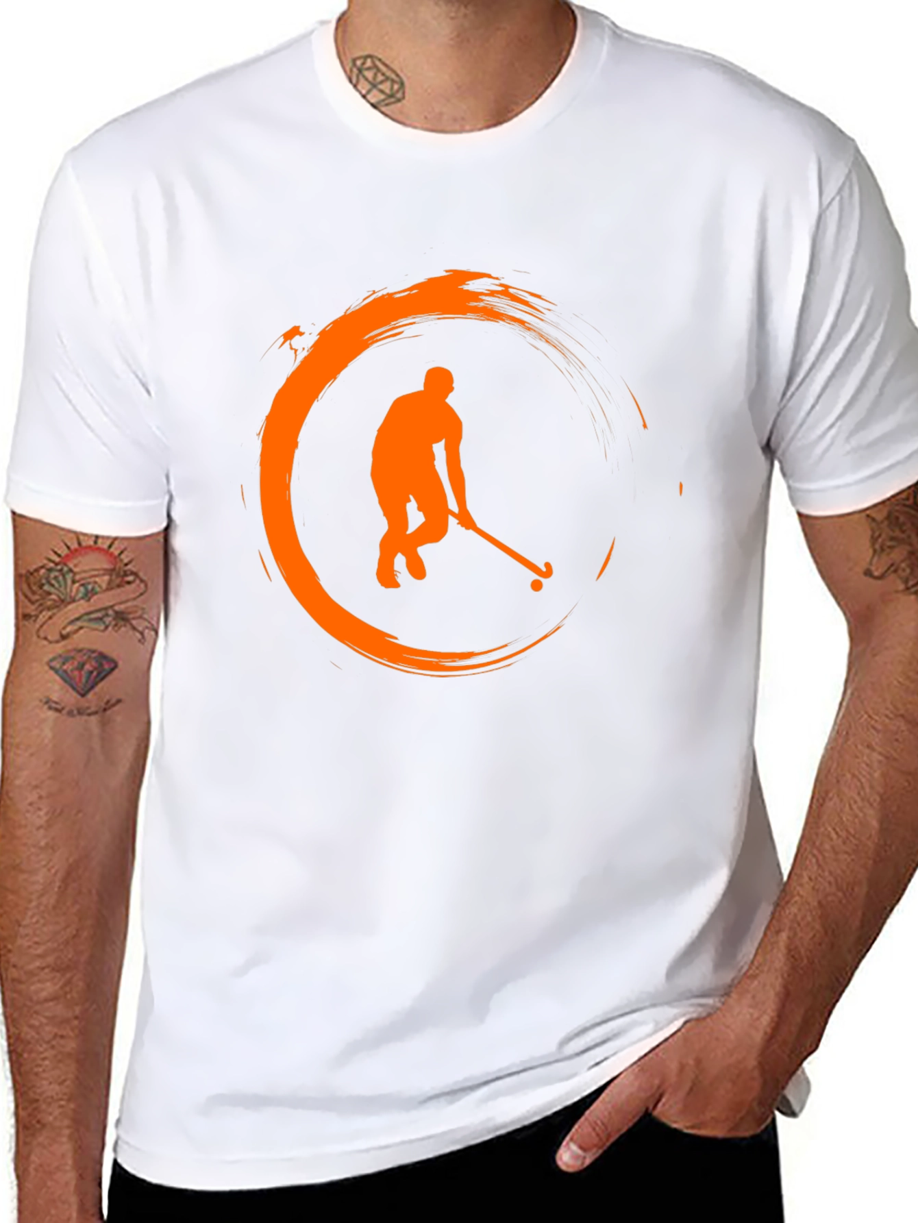 Hockey Player Graphic T-Shirt - Black
