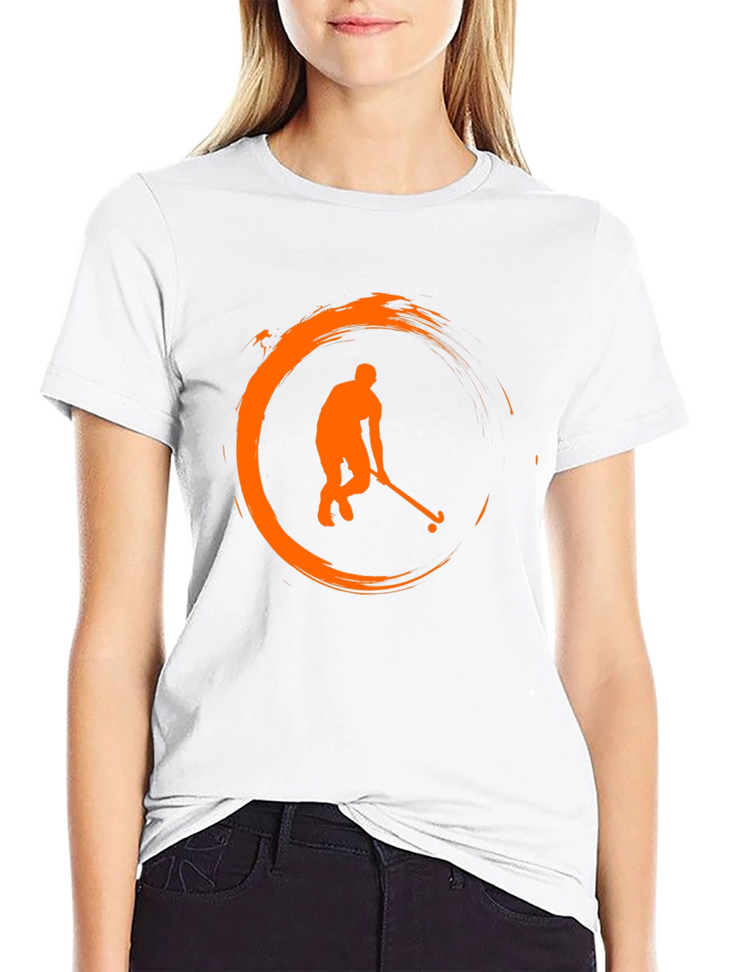 Hockey Player Graphic T-Shirt - Black
