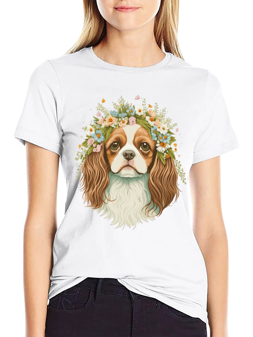 Dog with Flower Crown Graphic Tee