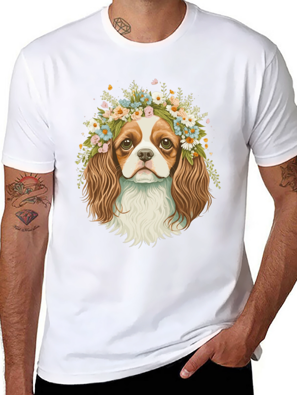 Dog with Flower Crown Graphic Tee