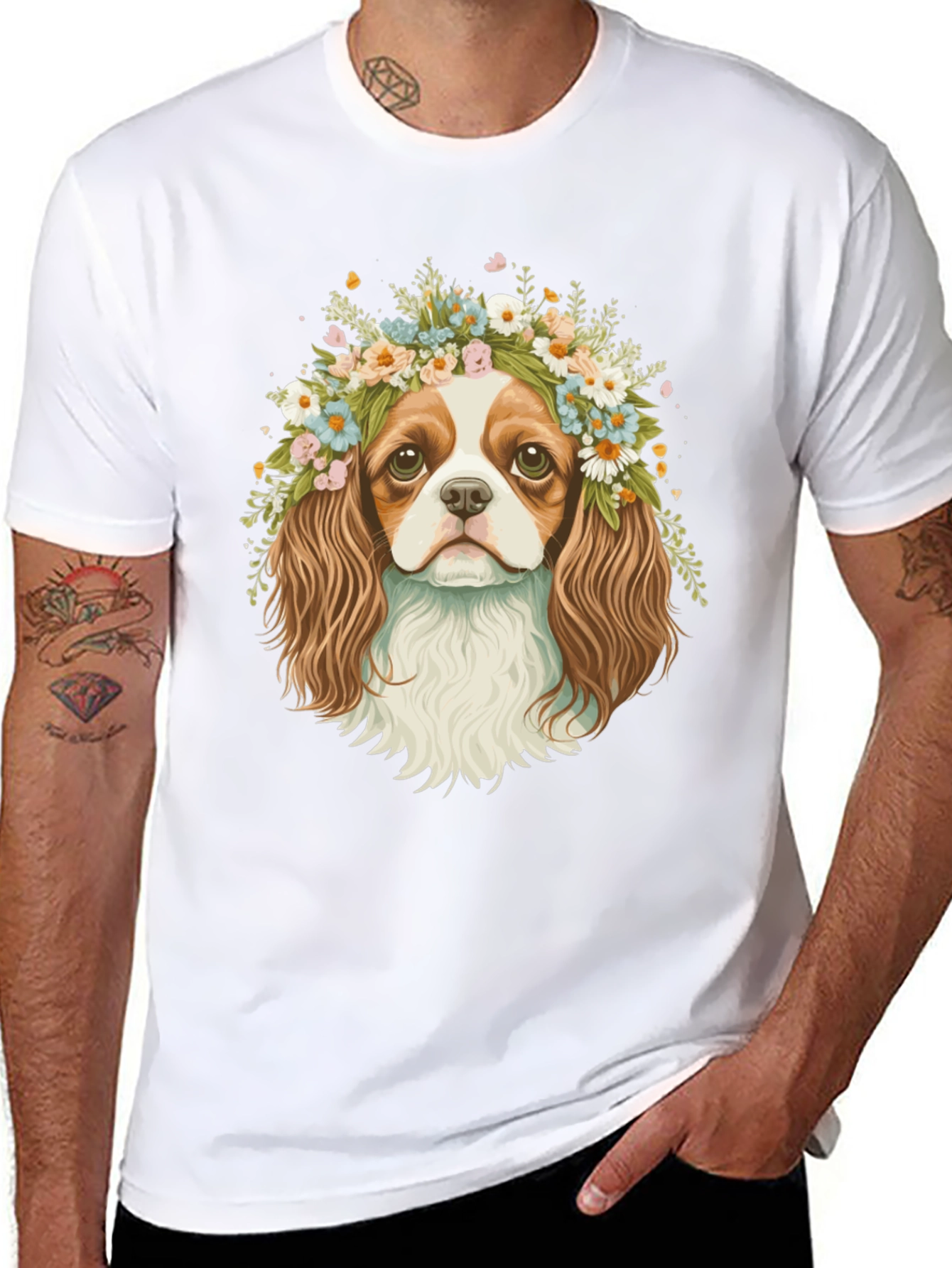 Dog with Flower Crown Graphic Tee