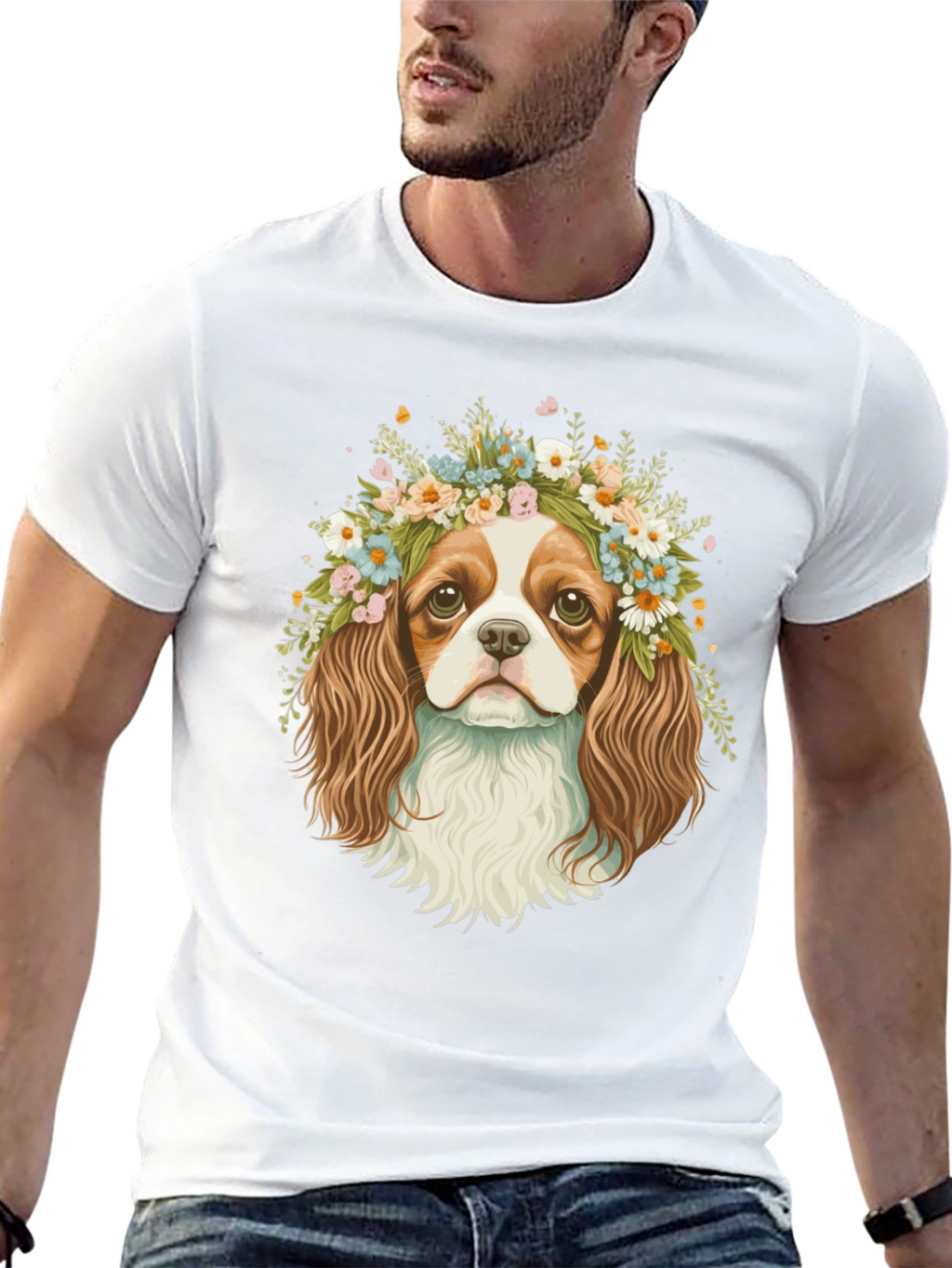 Dog with Flower Crown Graphic Tee