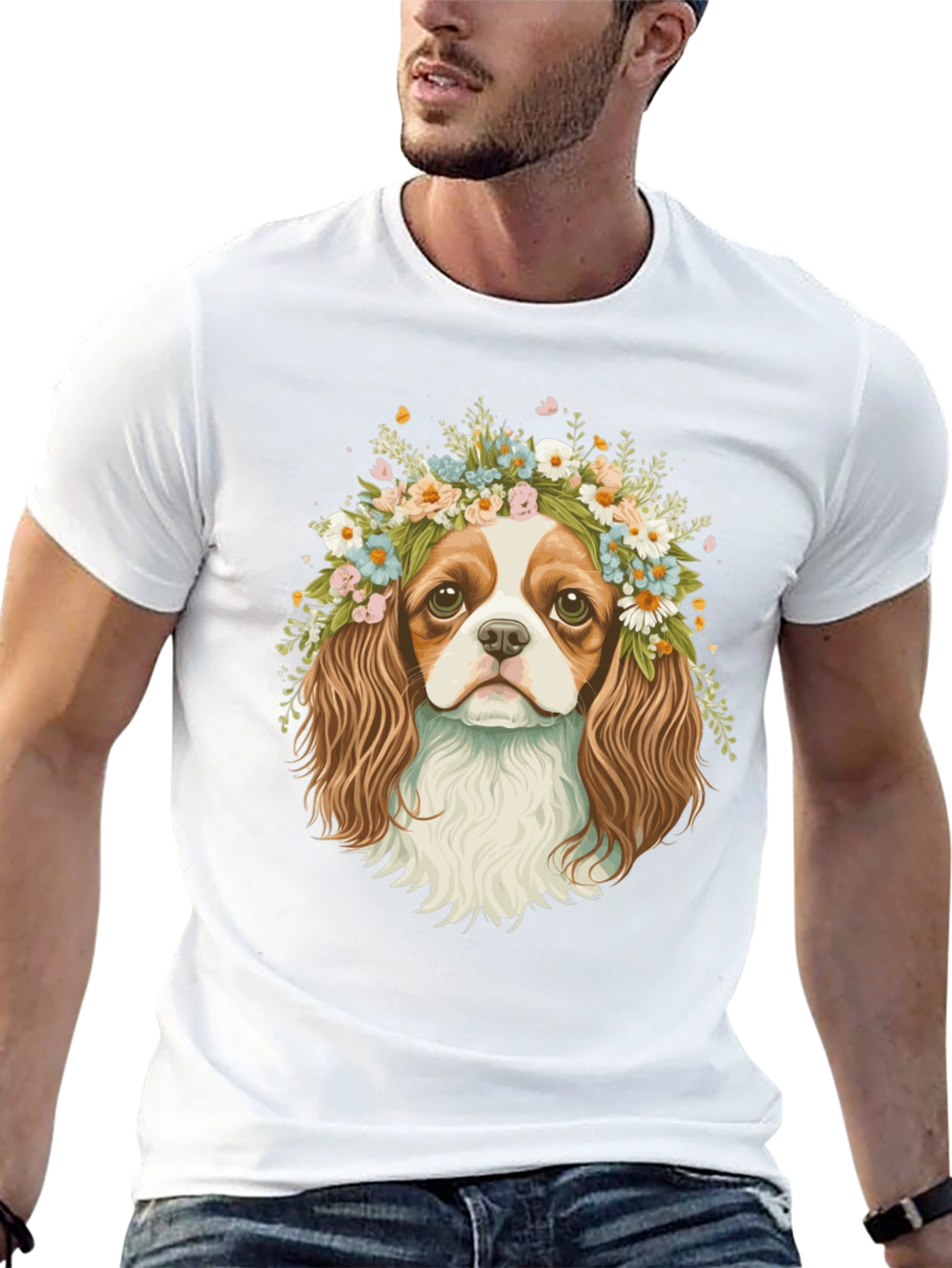 Dog with Flower Crown Graphic Tee