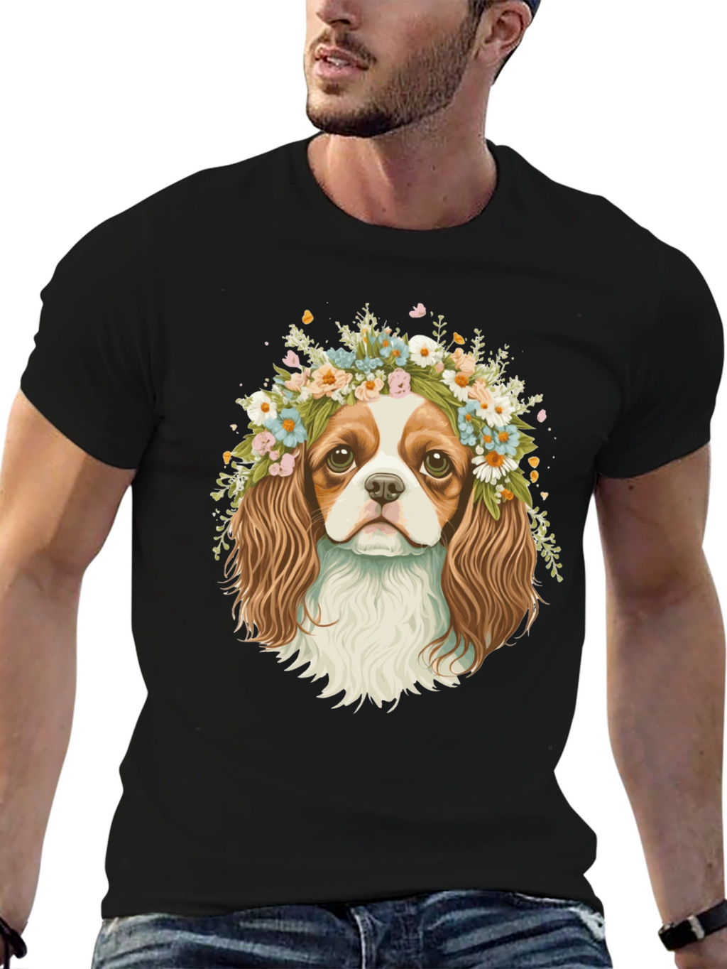 Dog with Flower Crown Graphic Tee