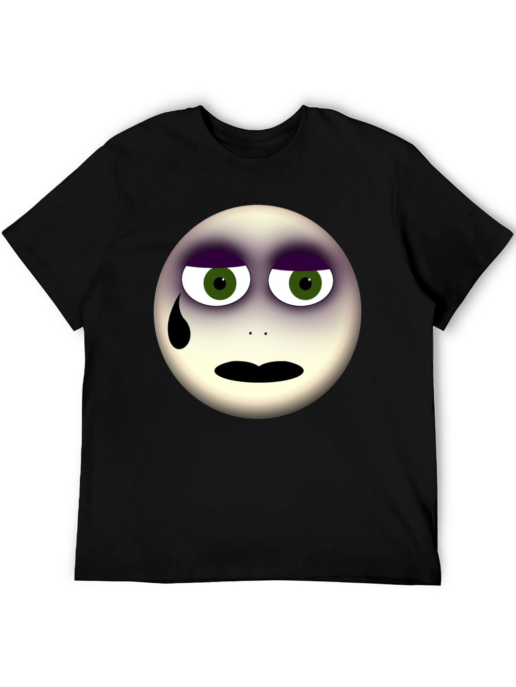 Sad Emoji Graphic Print Black T-Shirt