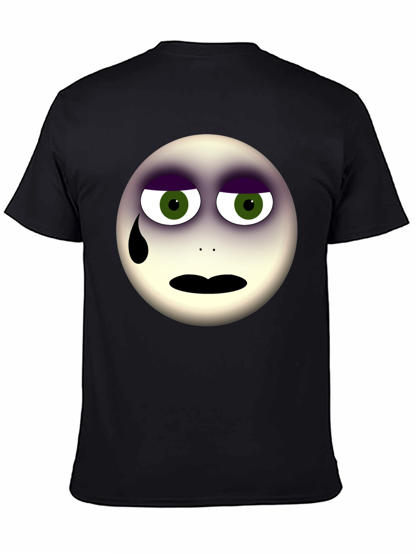 Sad Emoji Graphic Print Black T-Shirt