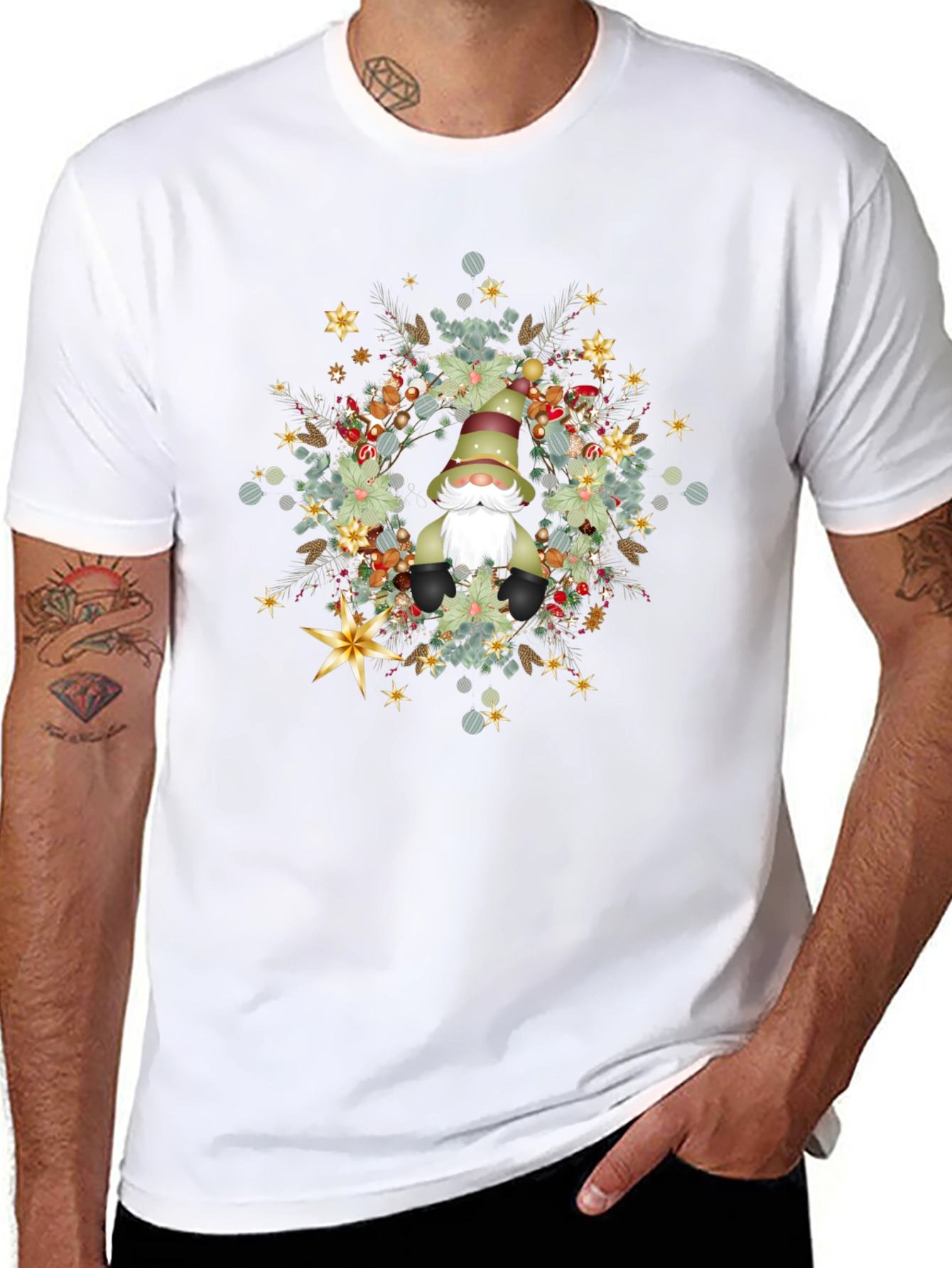Gnome Christmas Wreath T-Shirt