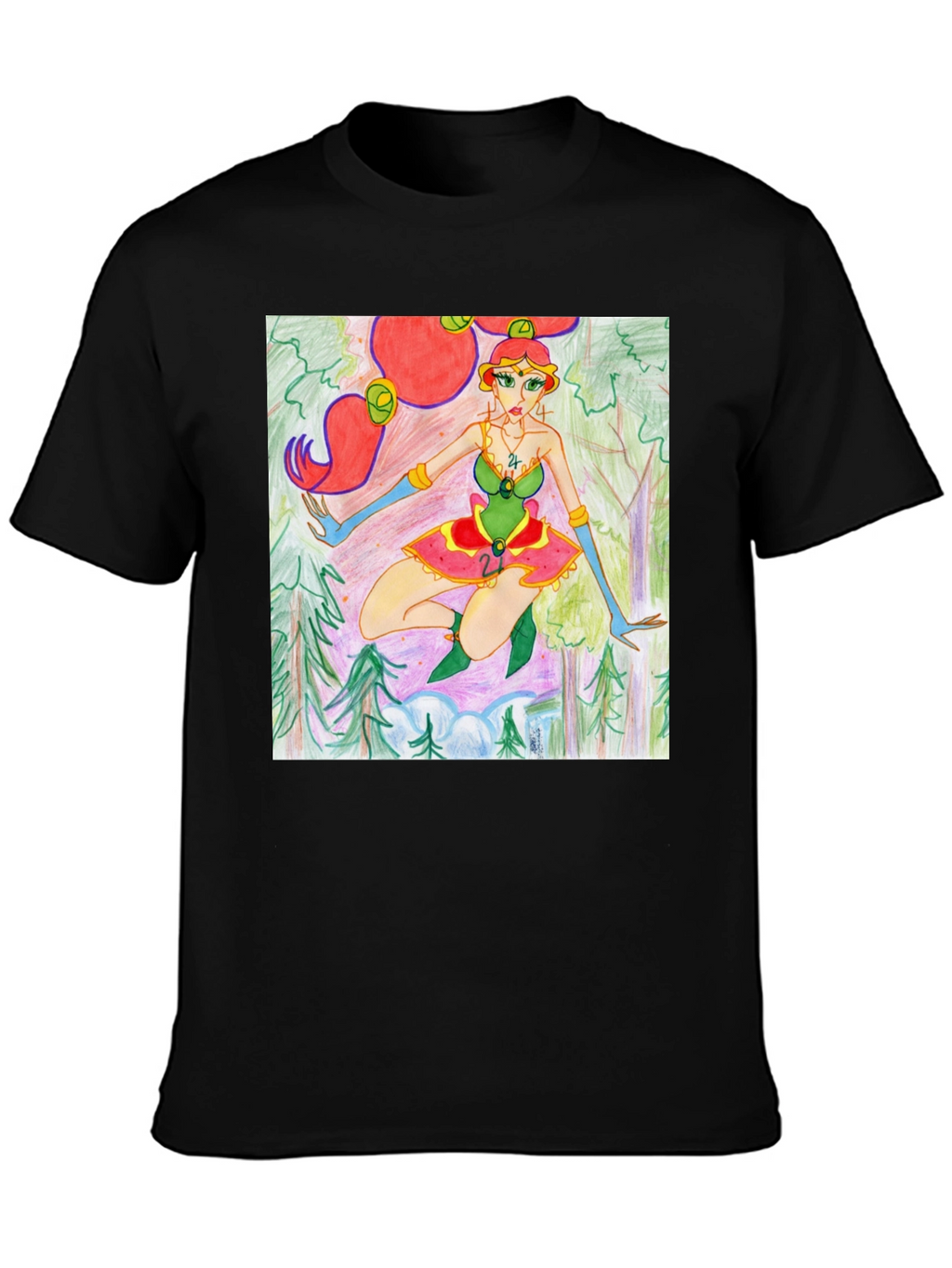 Fantasy Forest Girl Tee - Unique Graphic T-Shirt