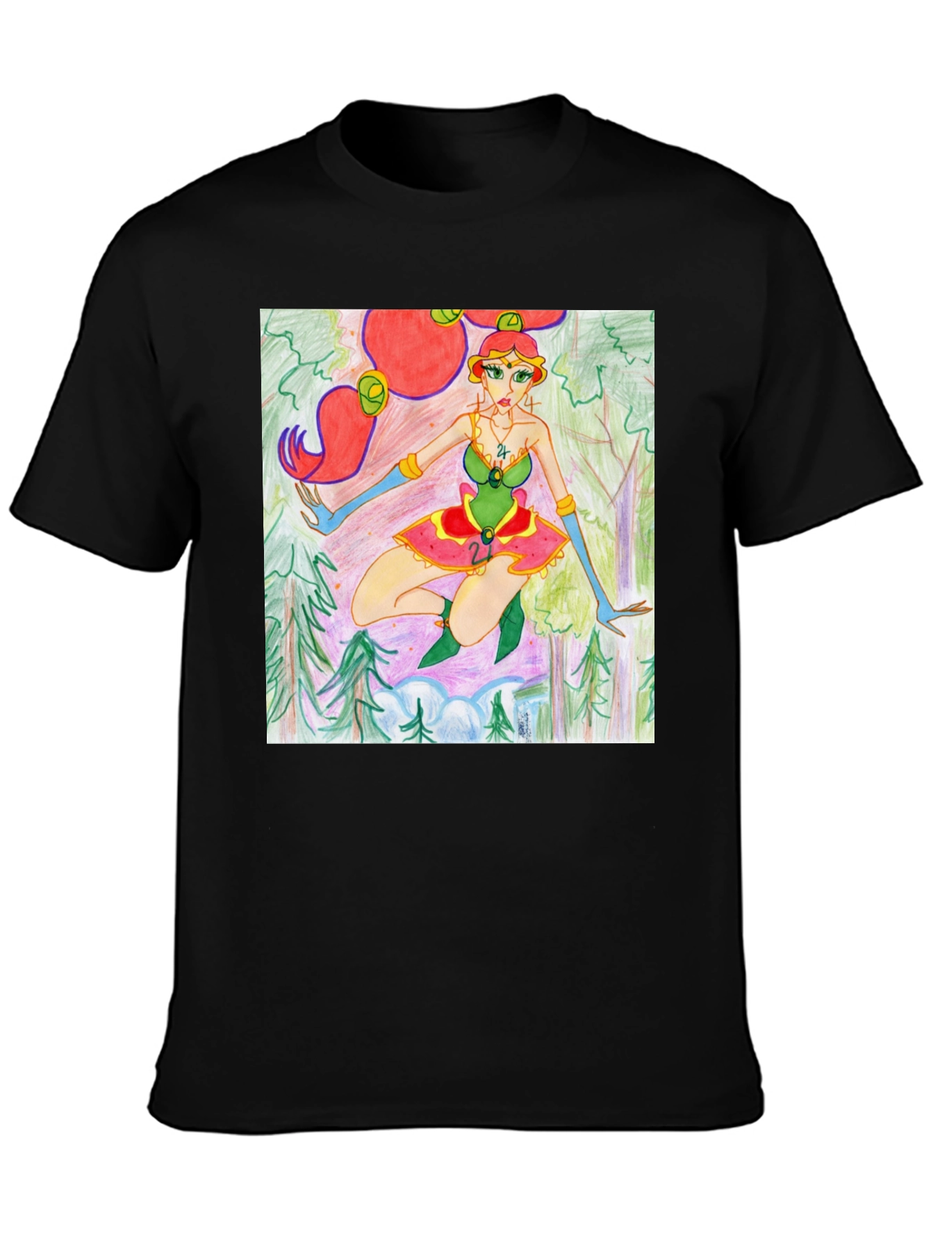 Fantasy Forest Girl Tee - Unique Graphic T-Shirt