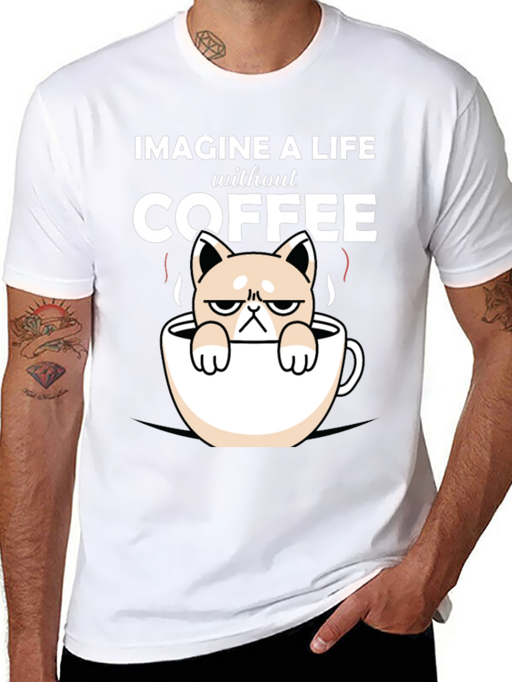 Imagine Life Without Coffee Cat T-Shirt