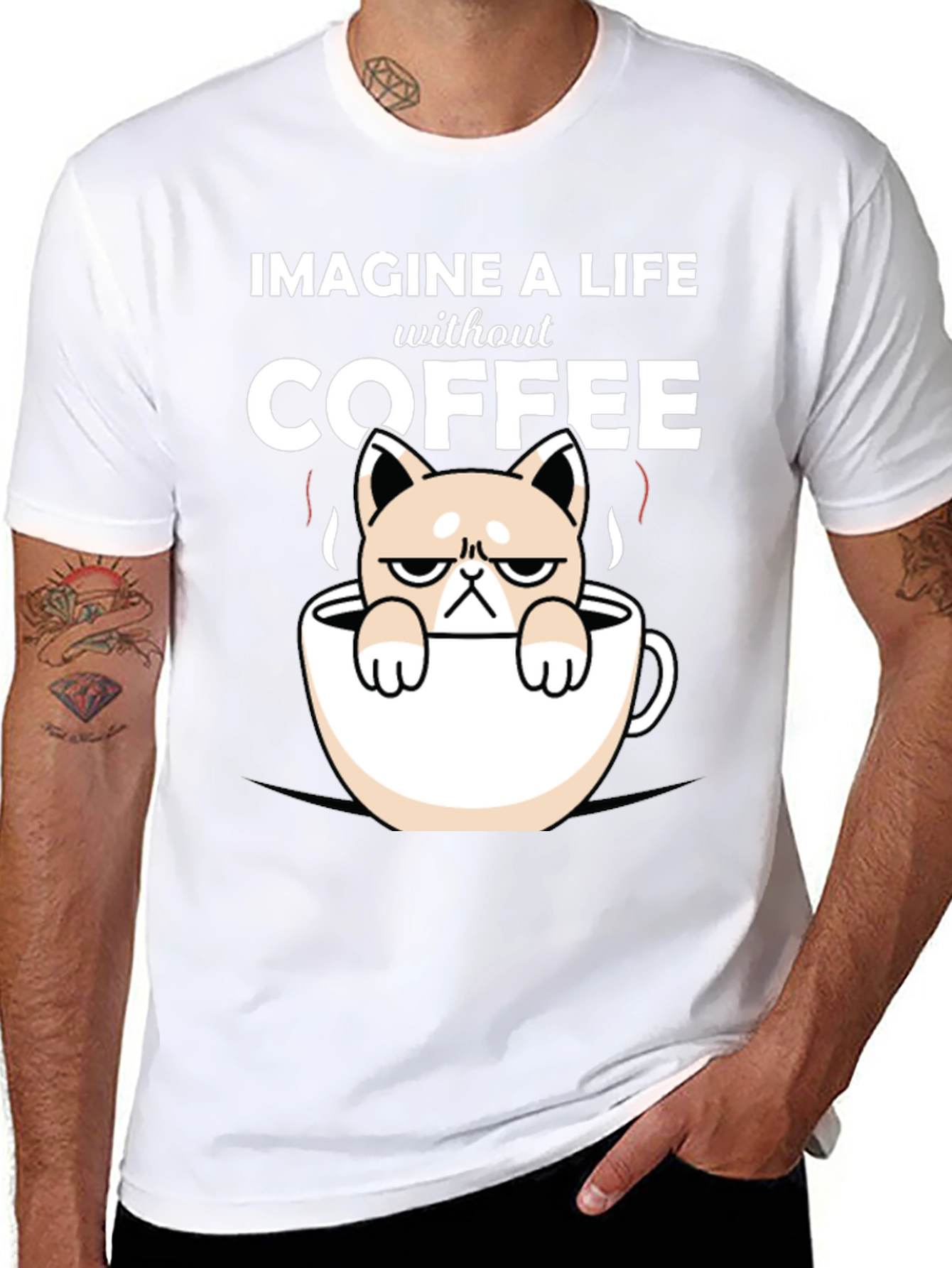 Imagine Life Without Coffee Cat T-Shirt