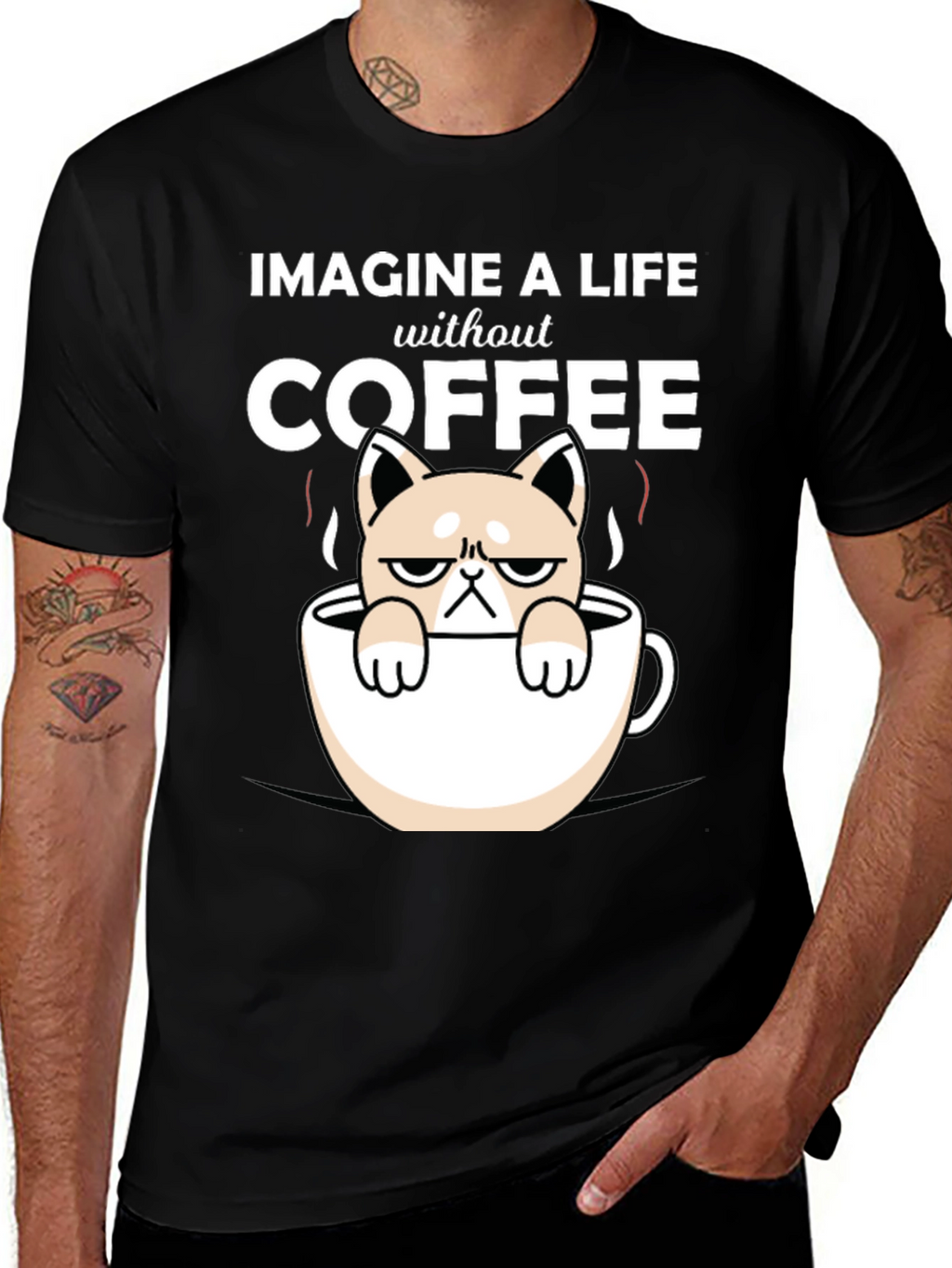 Imagine Life Without Coffee Cat T-Shirt